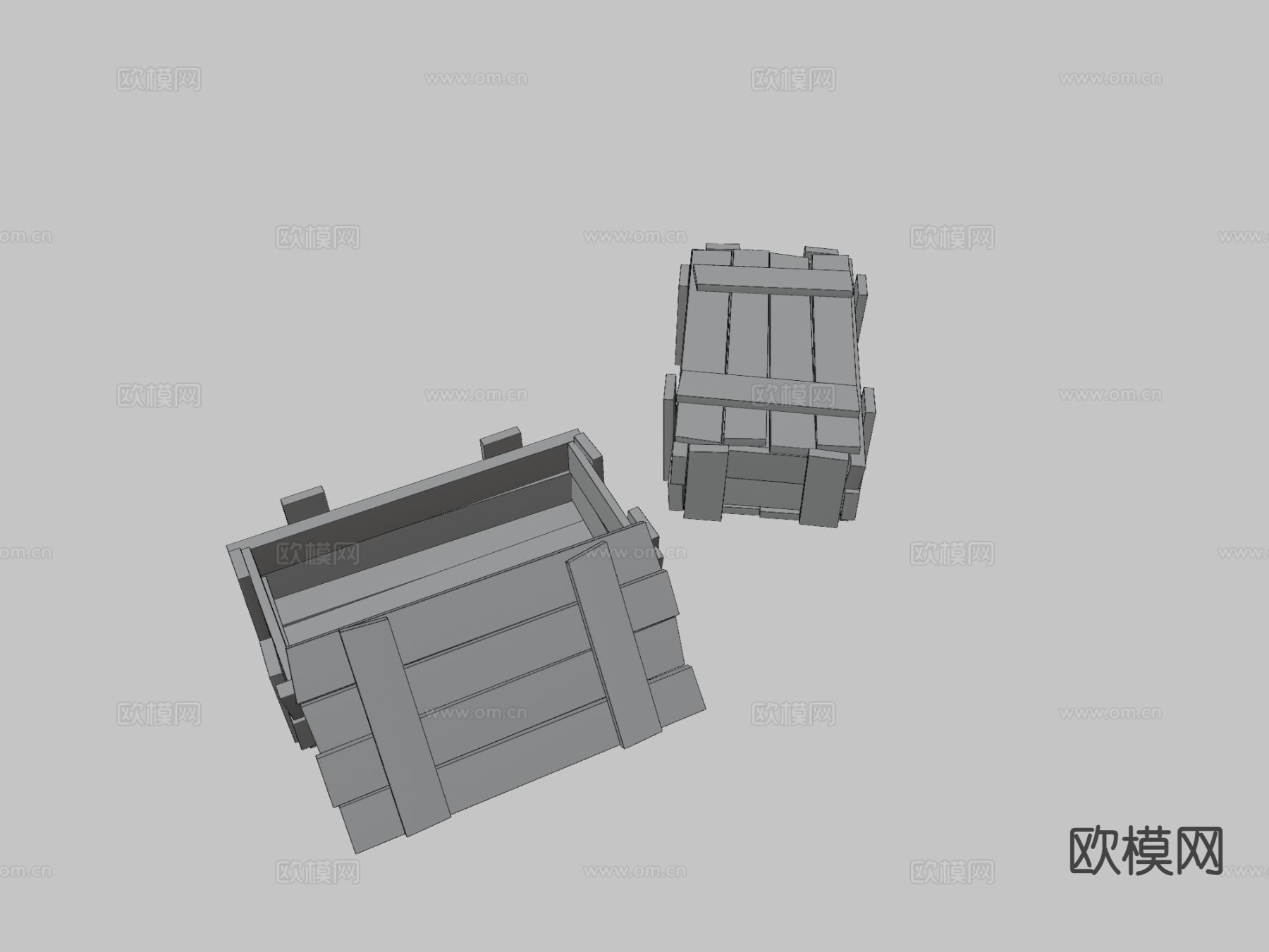 木盒 木箱 货箱 弹药箱3d模型