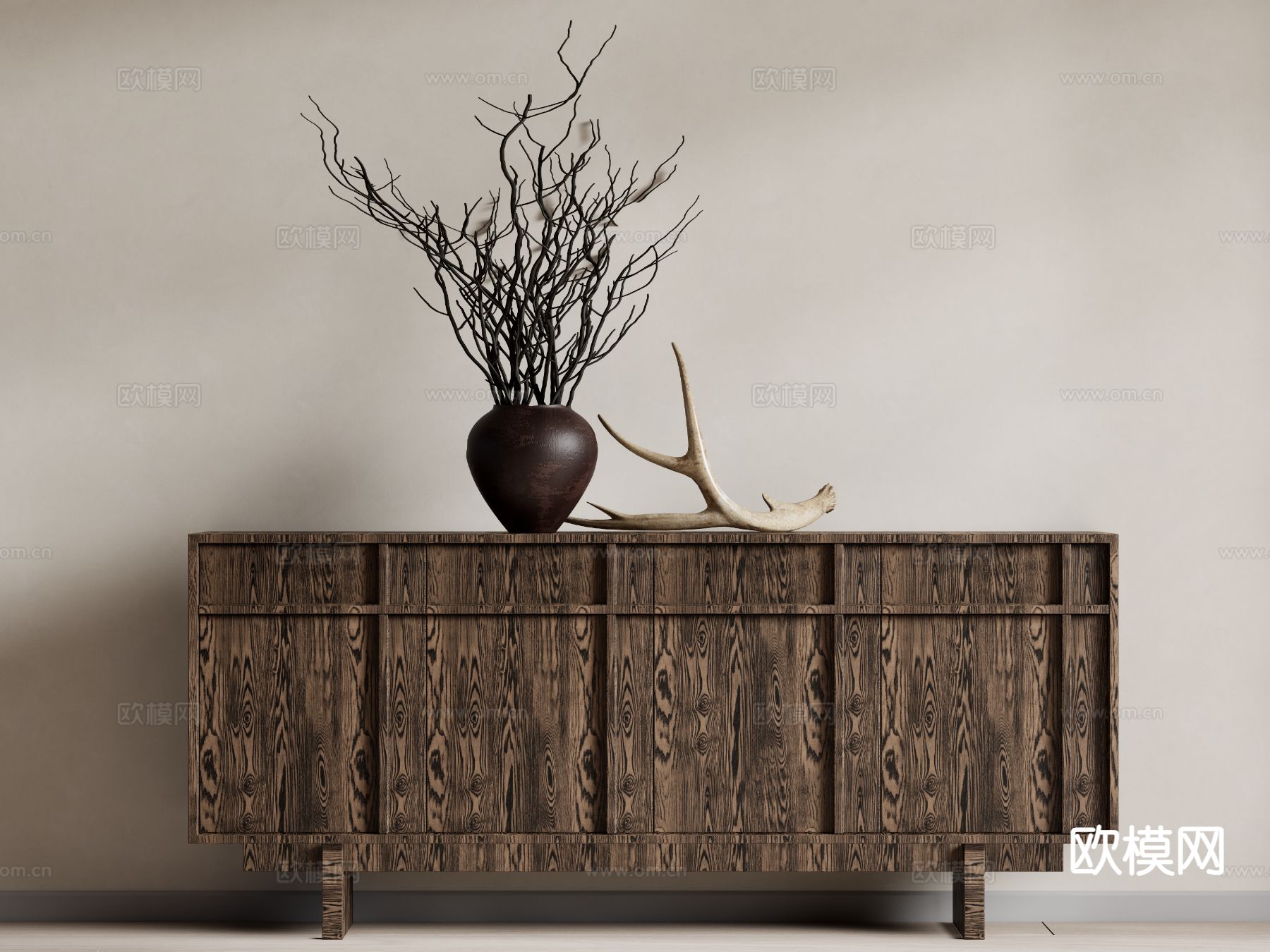 侘寂风储物柜su模型下载（渲染图2）