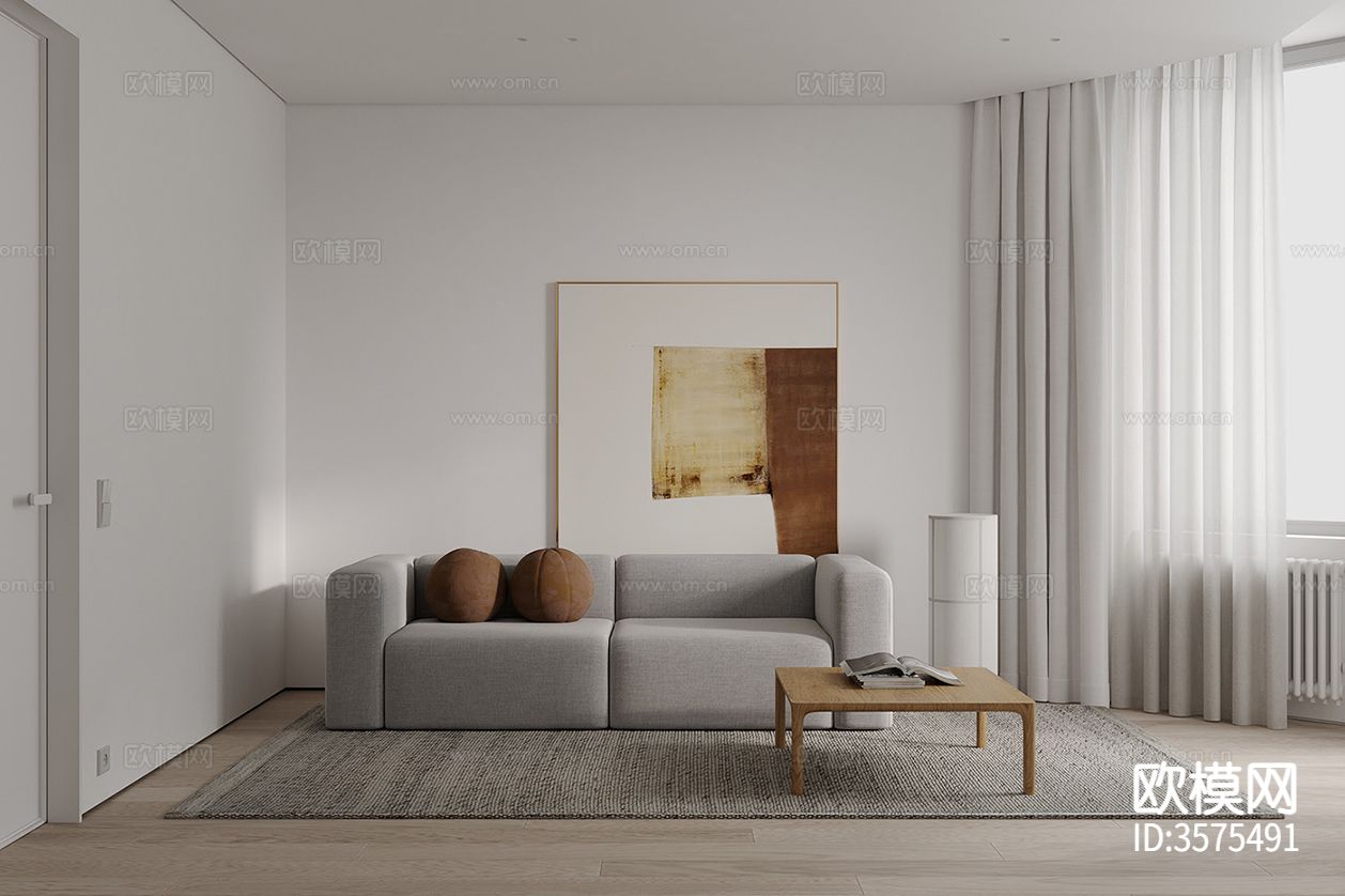 现代极简客餐厅装修效果图下载（渲染图12）