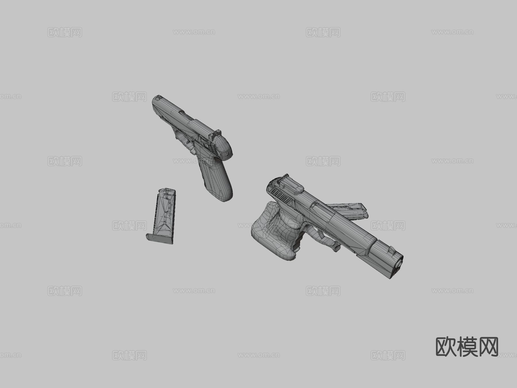 P9s手枪3d模型下载（渲染图3）