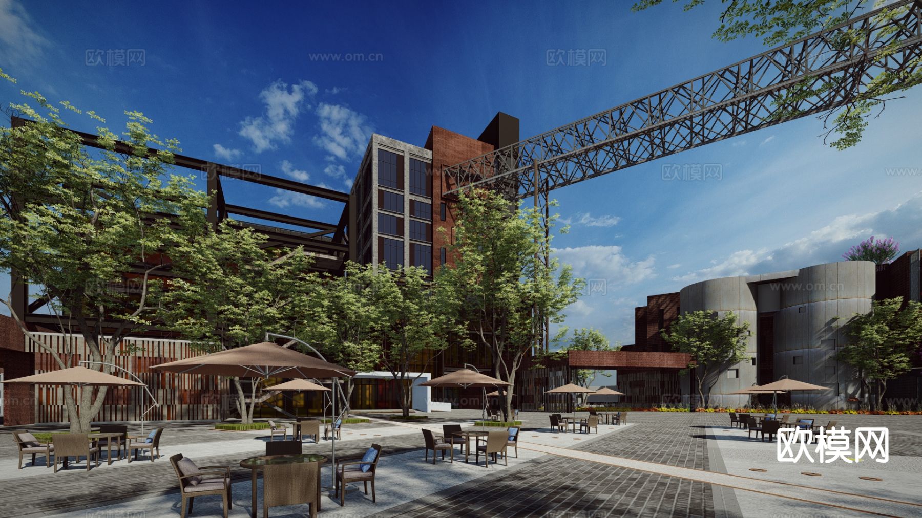 废弃工厂遗址 厂房仓库su模型下载（渲染图4）