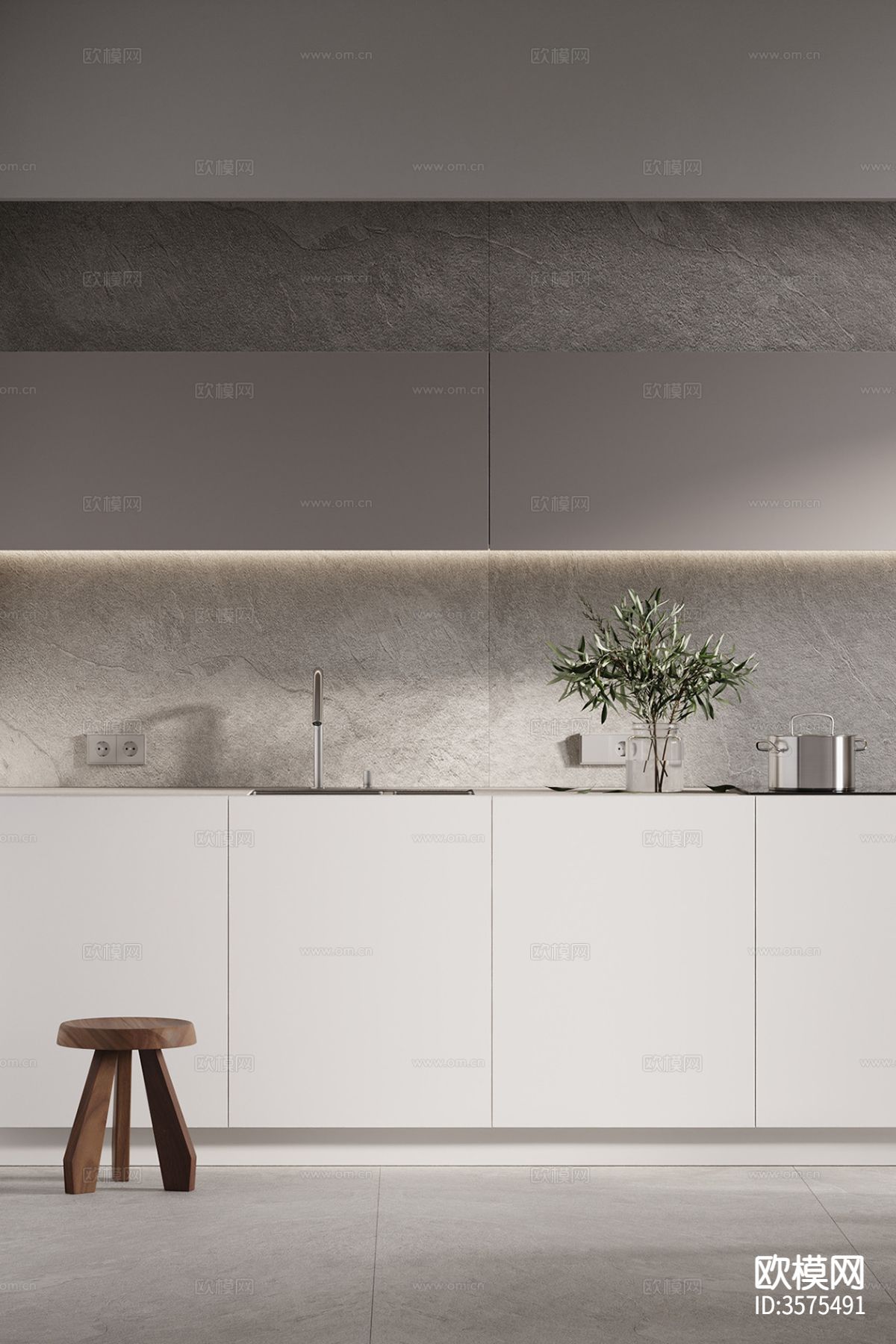 现代极简客餐厅装修效果图下载（渲染图10）