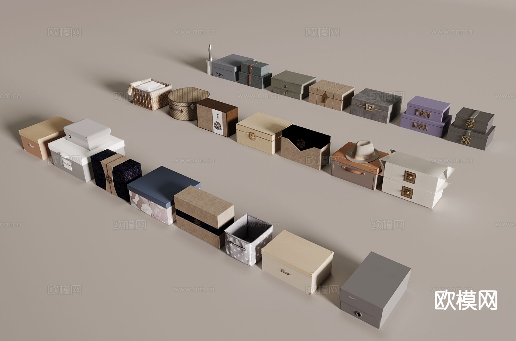 盒子 收纳盒 储物盒 鞋盒su模型下载（渲染图2）