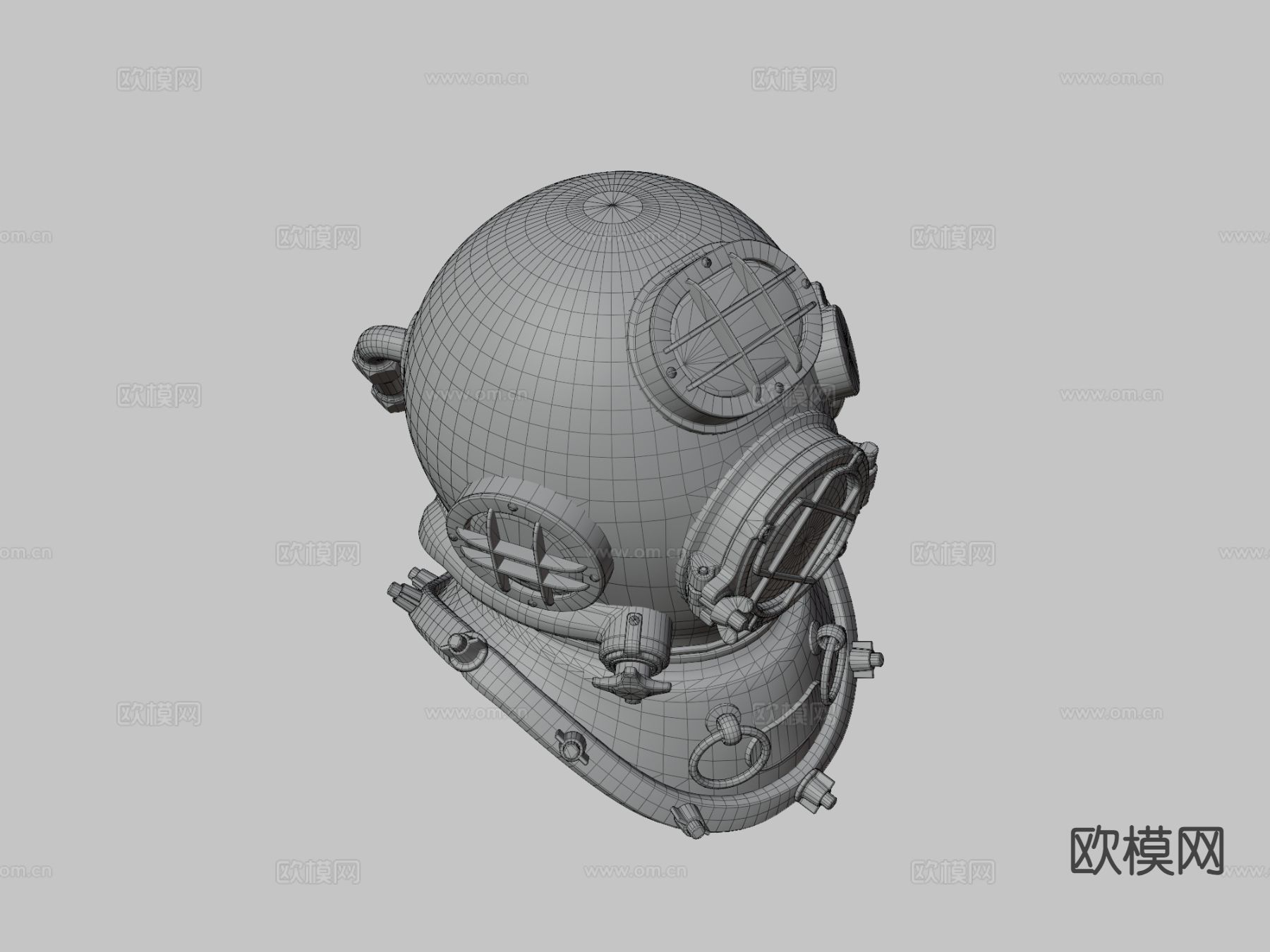 潜水头盔 钢盔3d模型