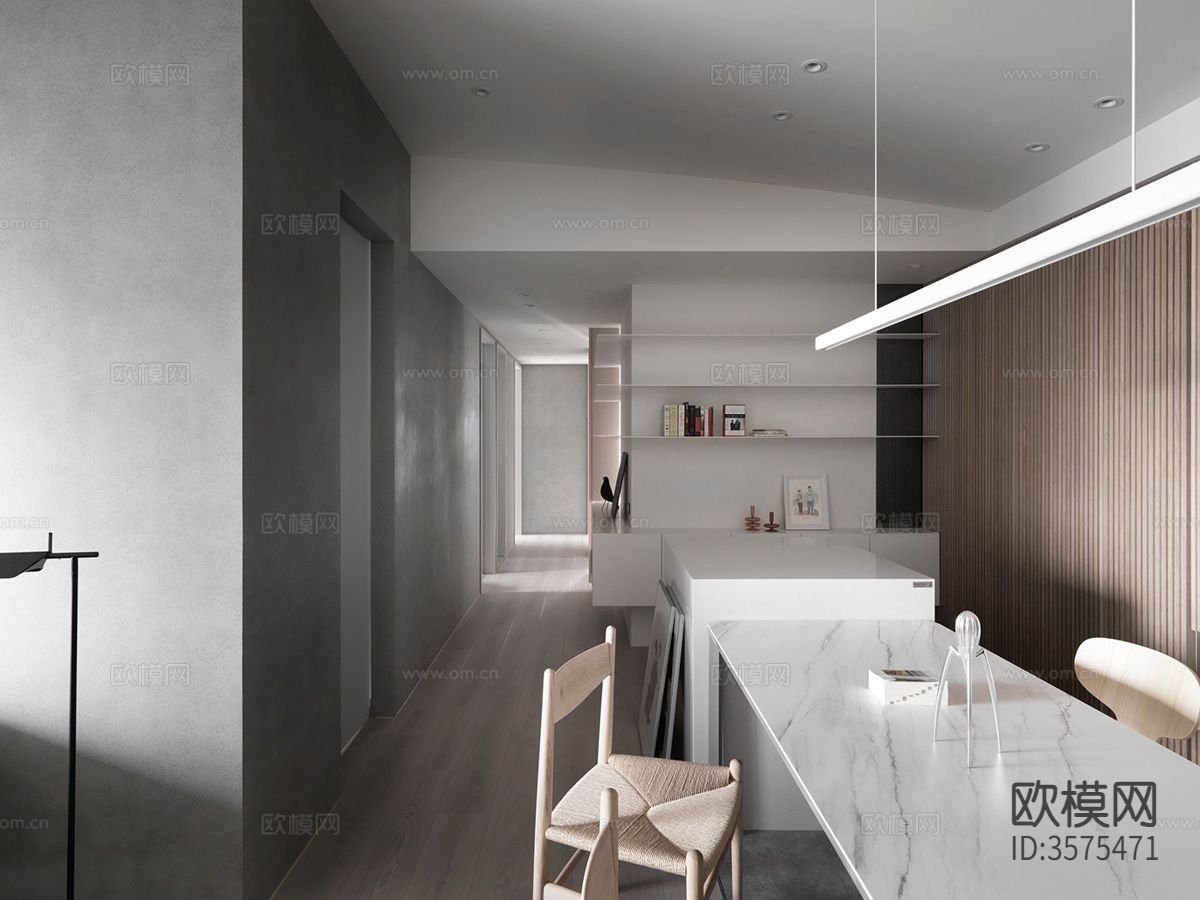 现代极简风客餐厅装修效果图下载（渲染图8）