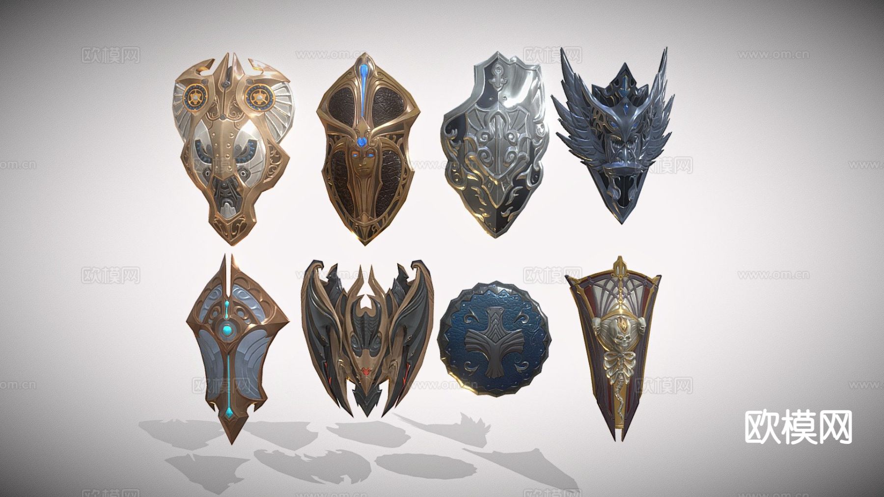 战斗盾牌 护盾 游戏道具3d模型下载（渲染图1）