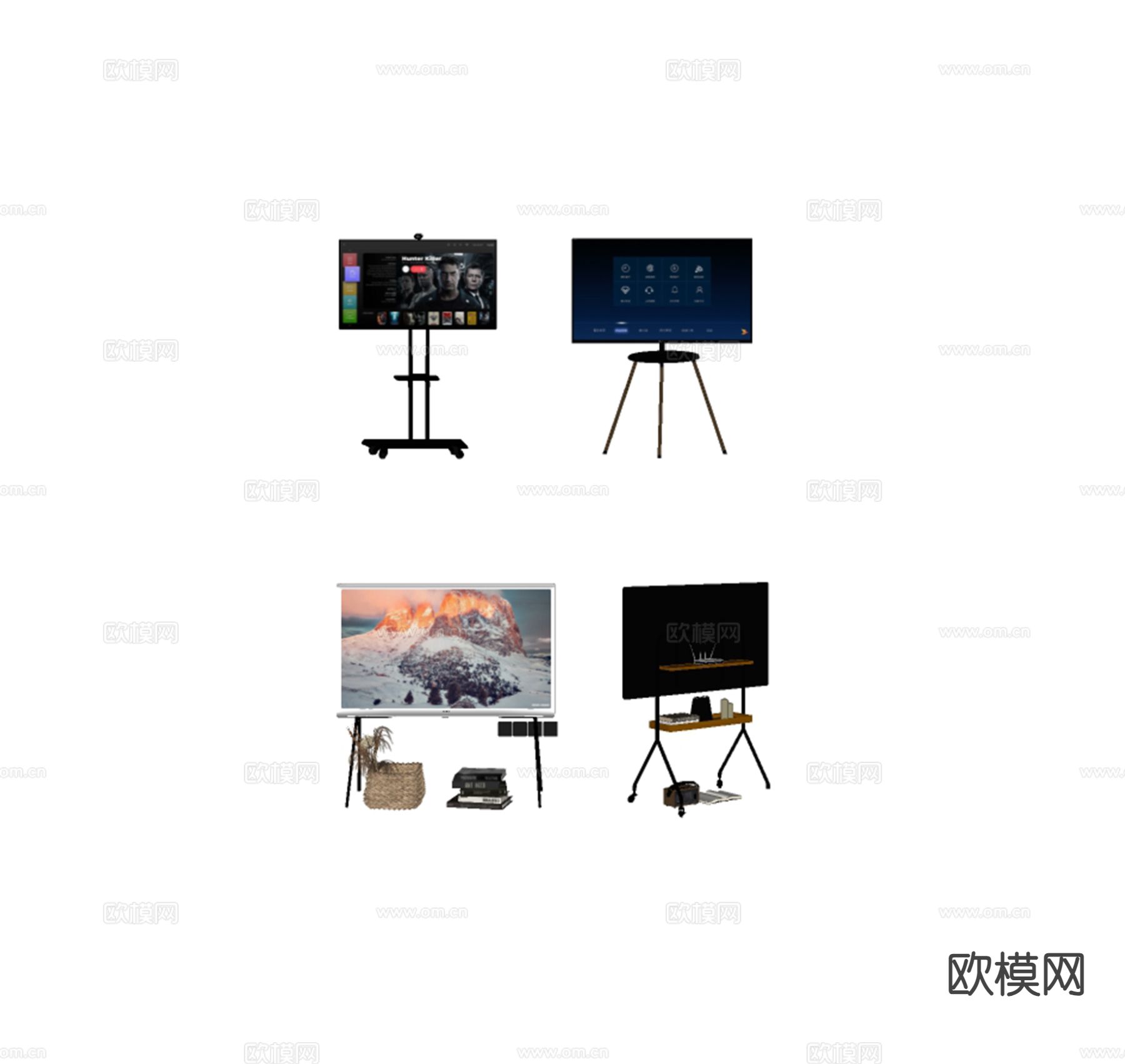 电视移动支架 电视机su模型下载（渲染图1）
