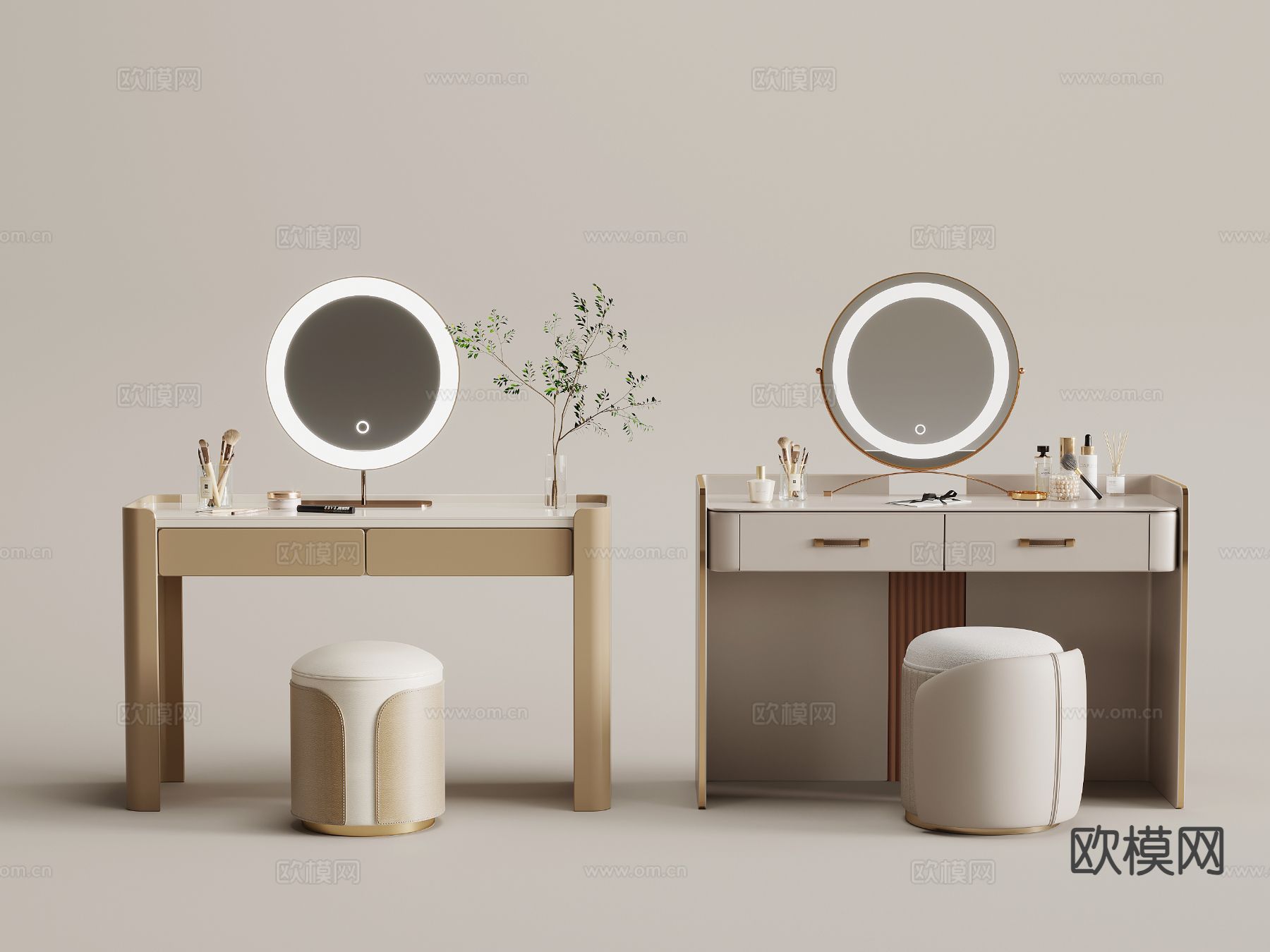 现代梳妆台su模型下载（渲染图2）