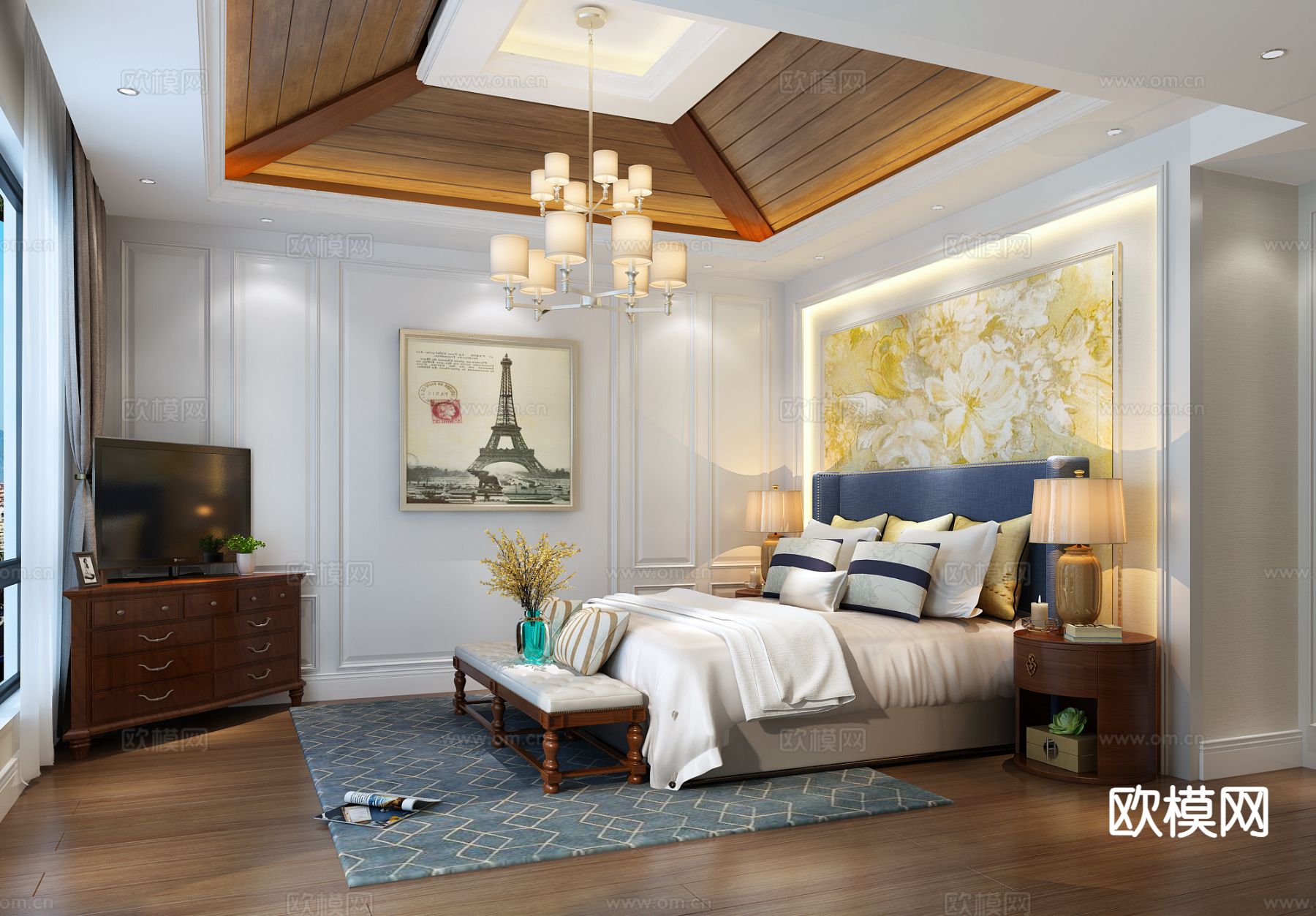 简欧卧室 主卧3d模型下载