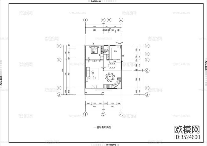 三層歐式鄉(xiāng)村自建房建筑施工圖下載(渲染圖1)