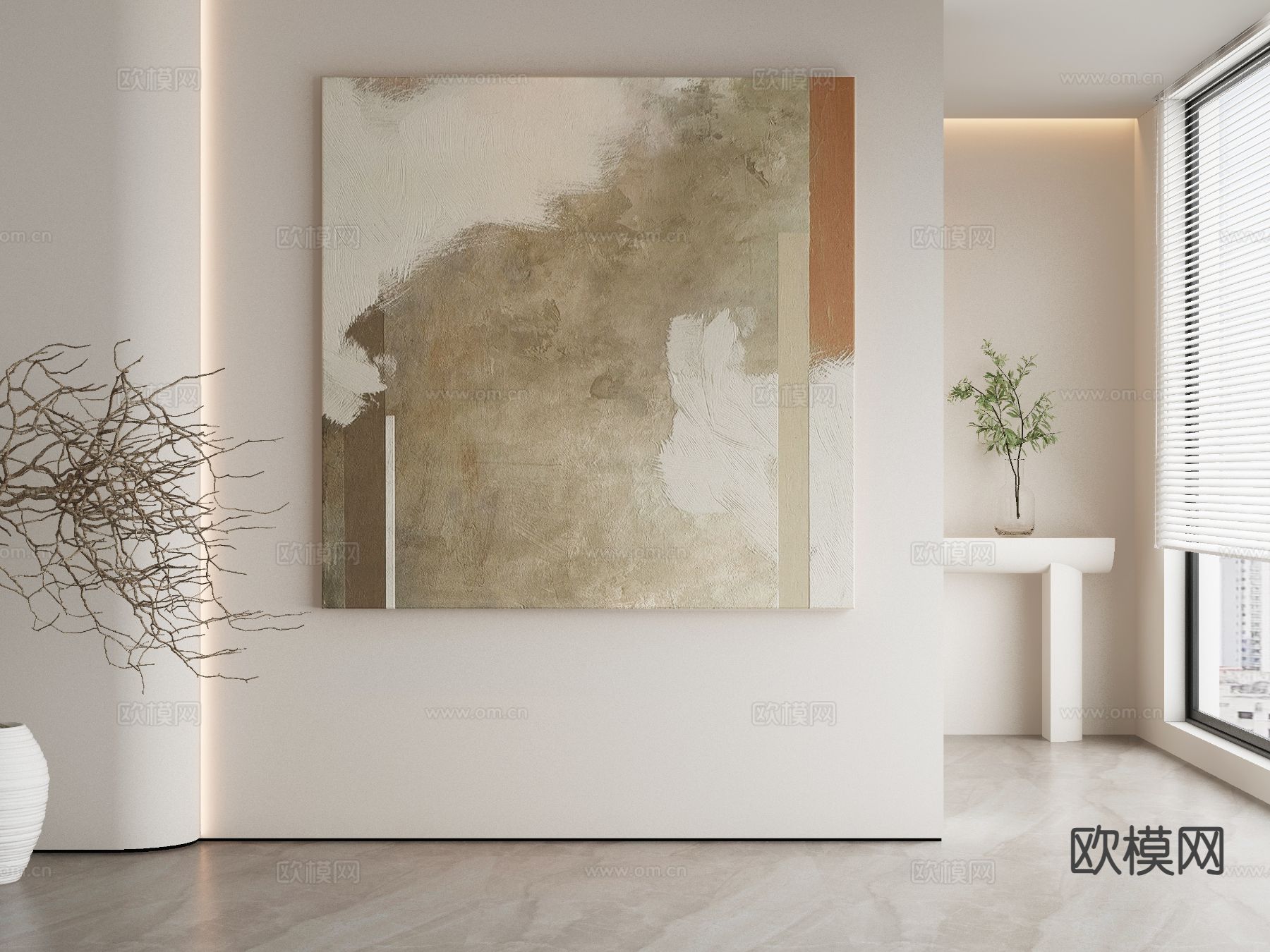 侘寂艺术画 肌理画 装饰画3d模型下载