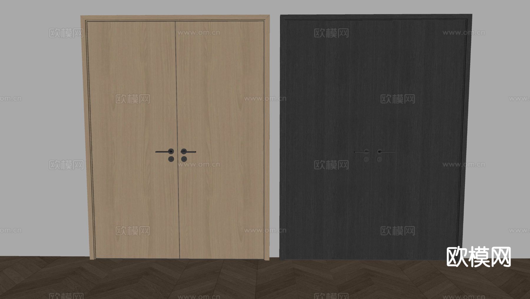 北欧对开门 酒店平开门 双开门su模型下载（渲染图1）
