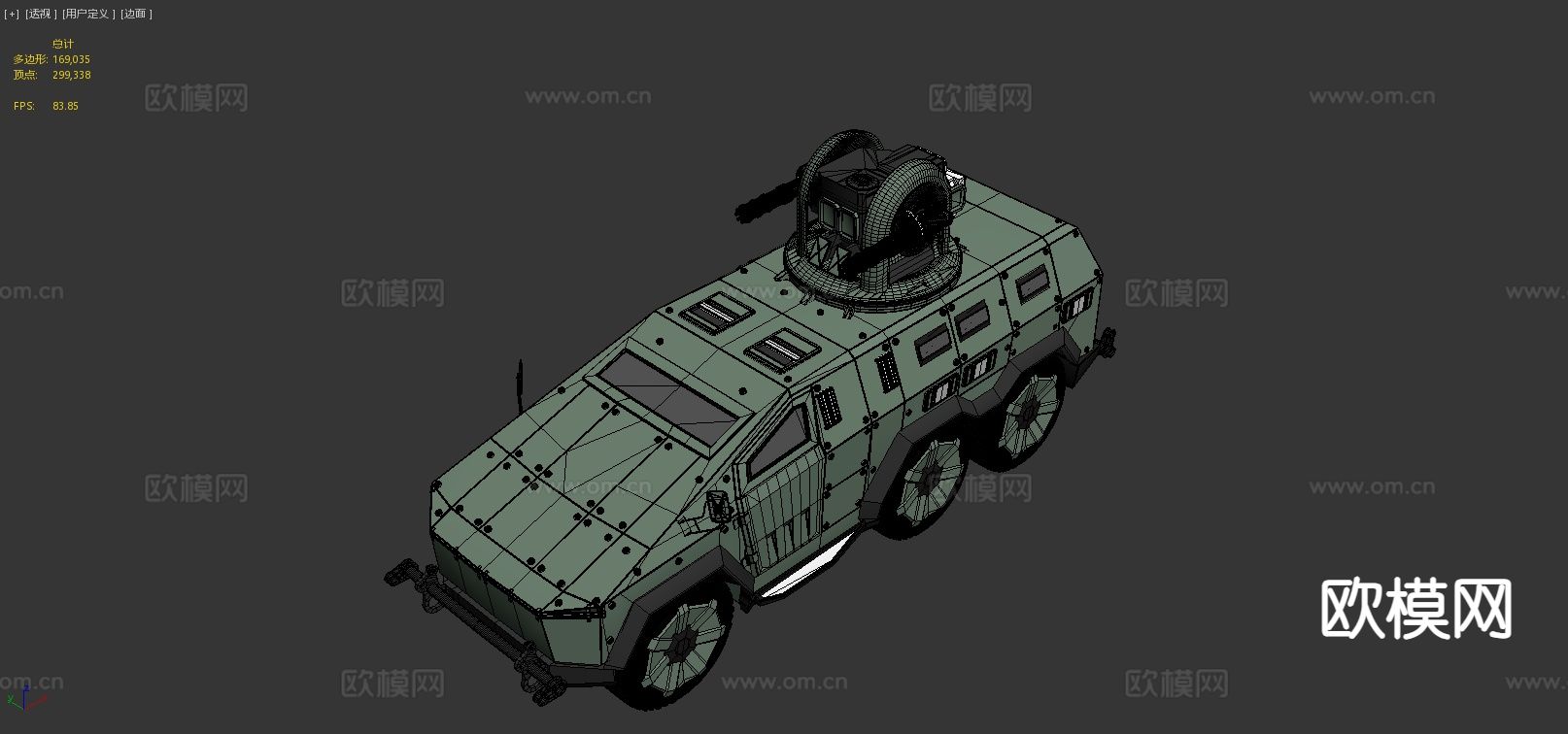 带双加特林军用车 装甲车3d模型