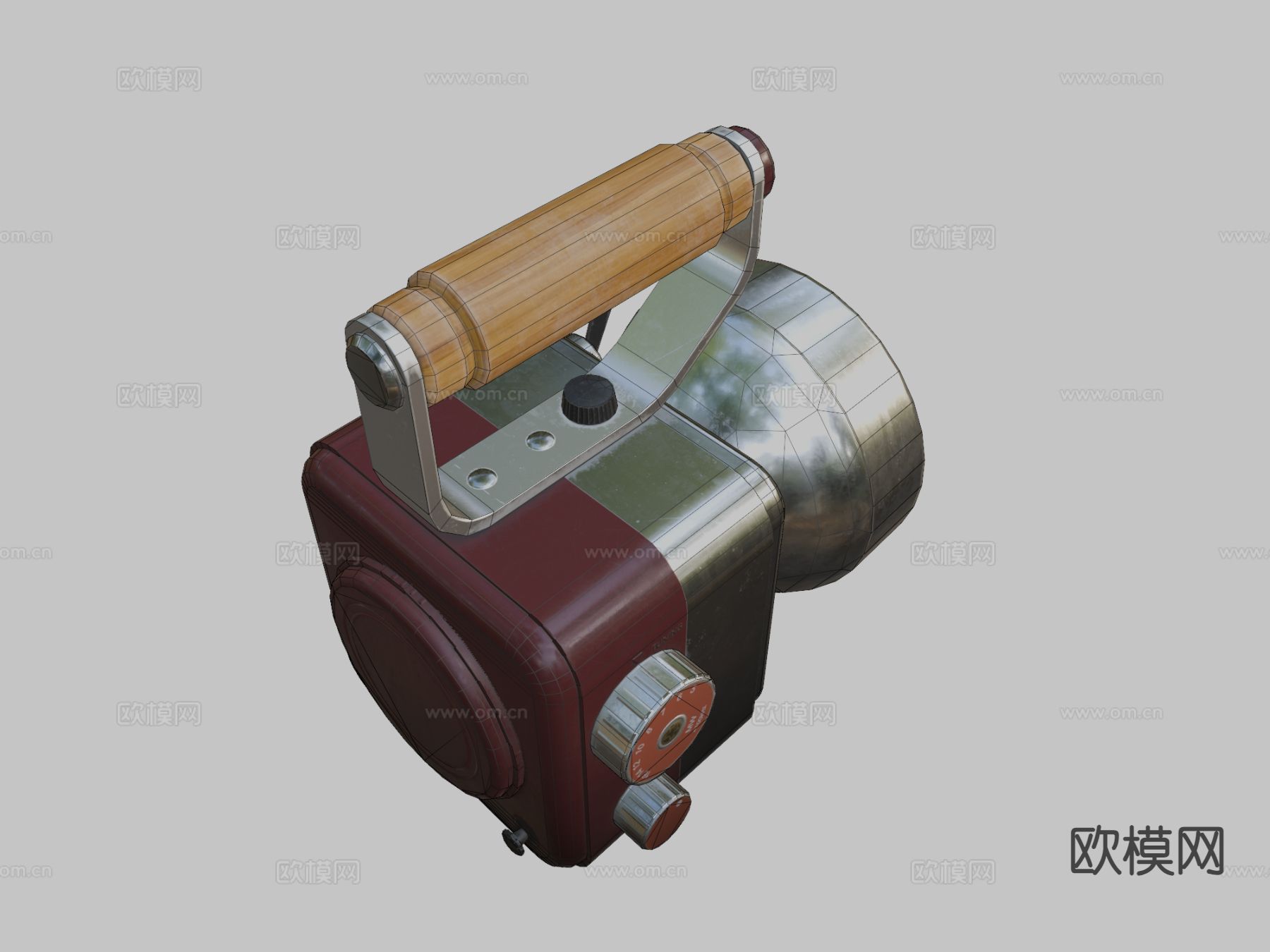 复古手探照灯 照明灯3d模型下载（渲染图3）