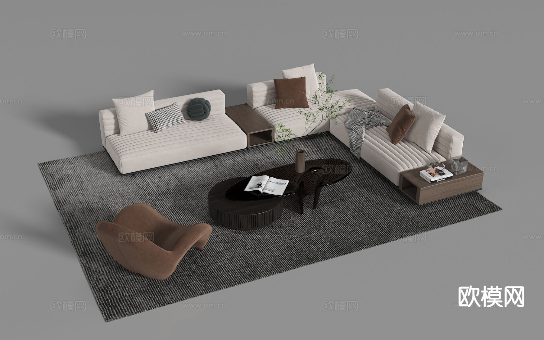 现代组合沙发 转角沙发3d模型下载