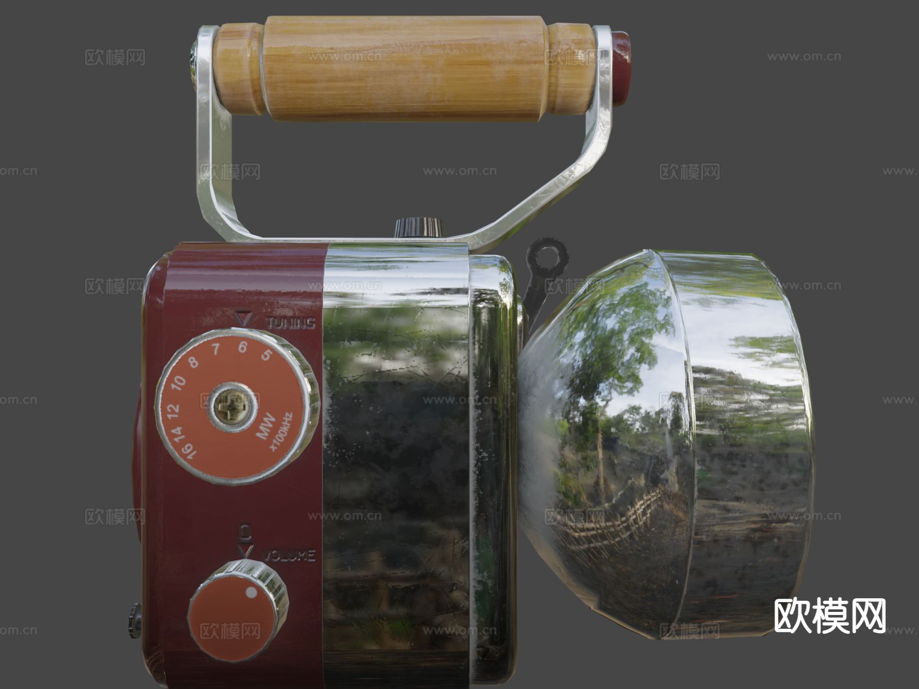 复古手探照灯 照明灯3d模型下载（渲染图7）