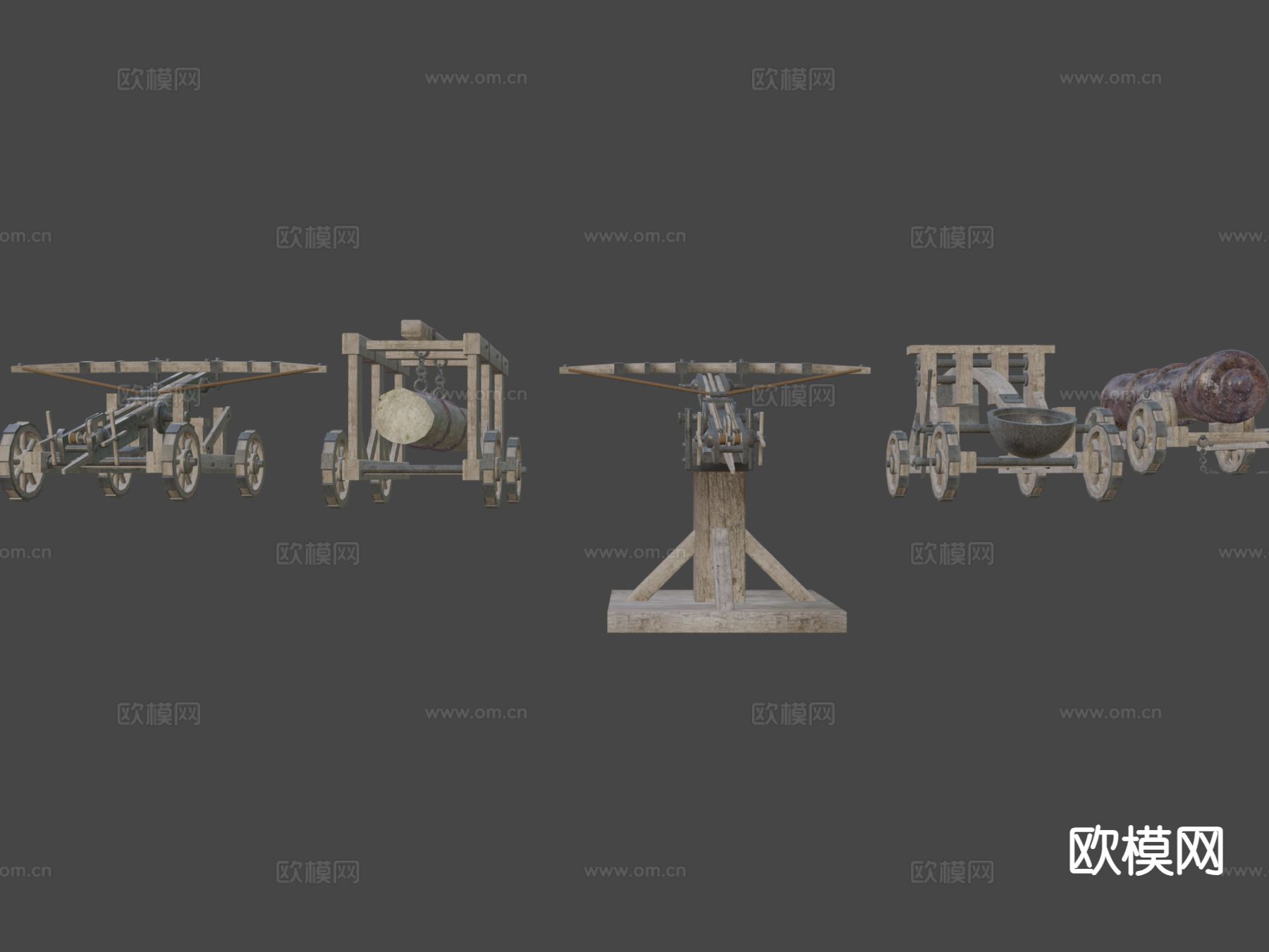 攻城武器 火箭炮 迫击炮3d模型