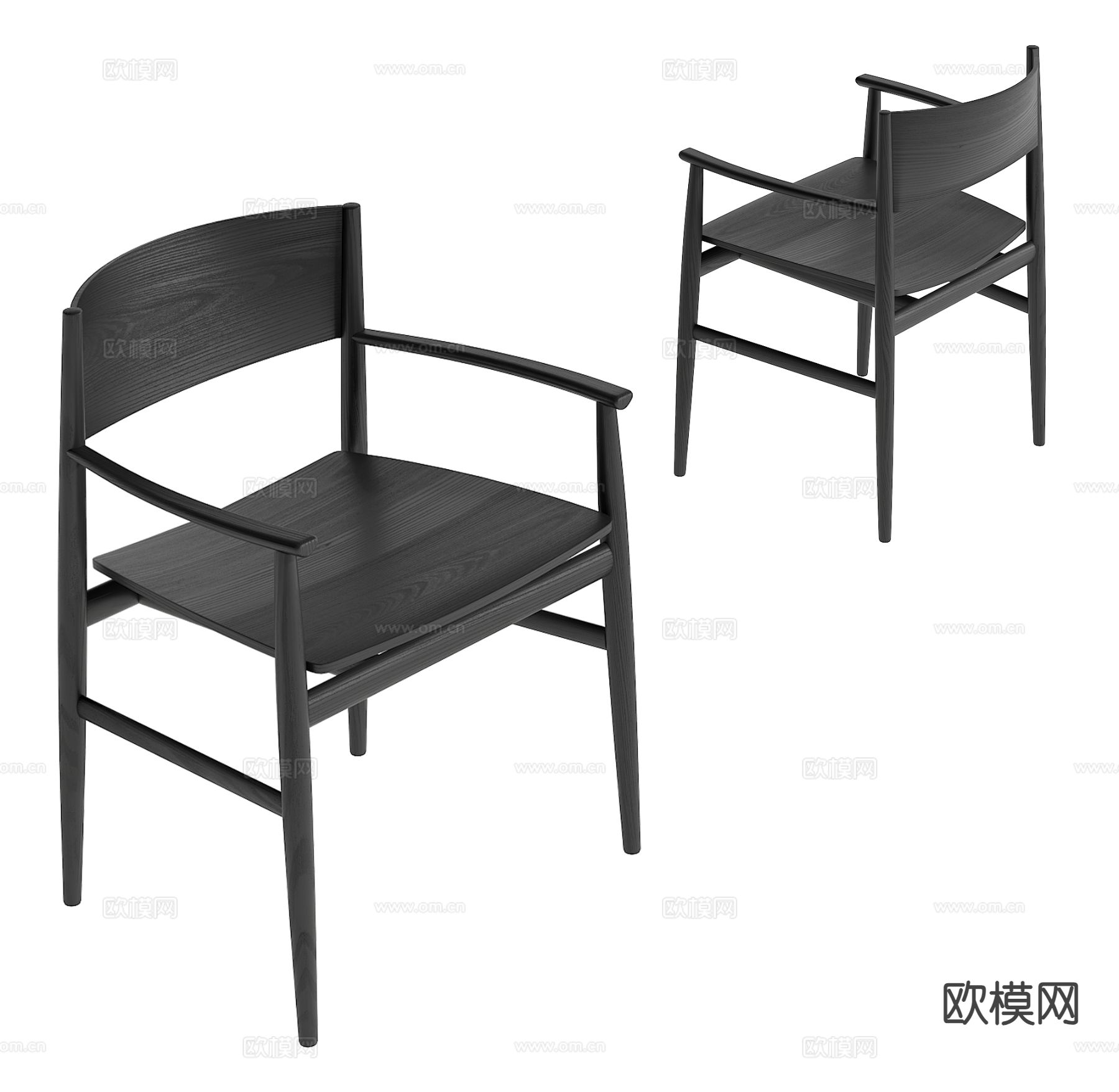 侘寂单椅 餐椅su模型下载（渲染图2）