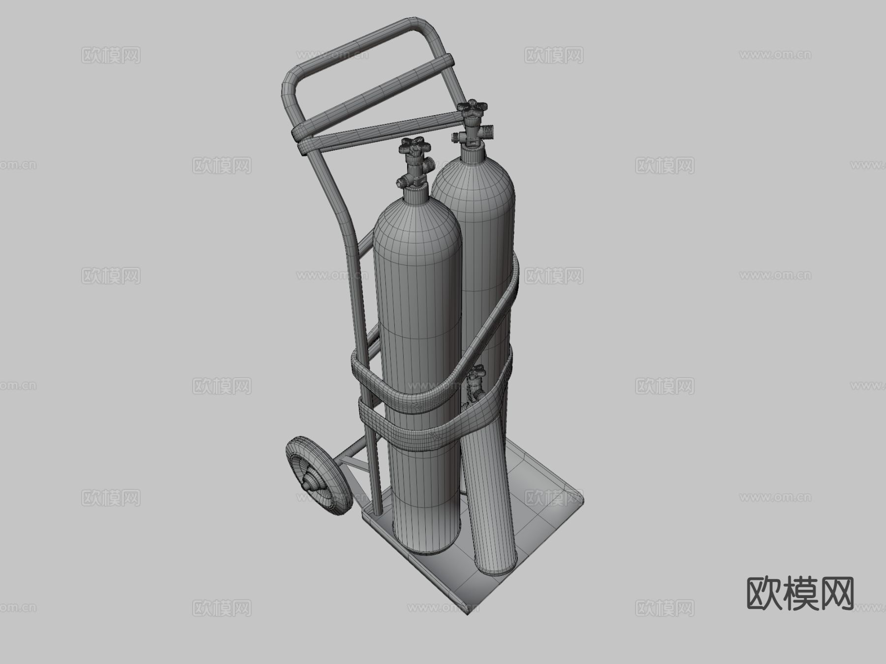 焊接燃气罐 手推车3d模型