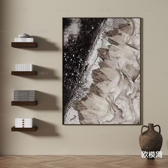侘寂艺术画 肌理画 装饰画3d模型下载