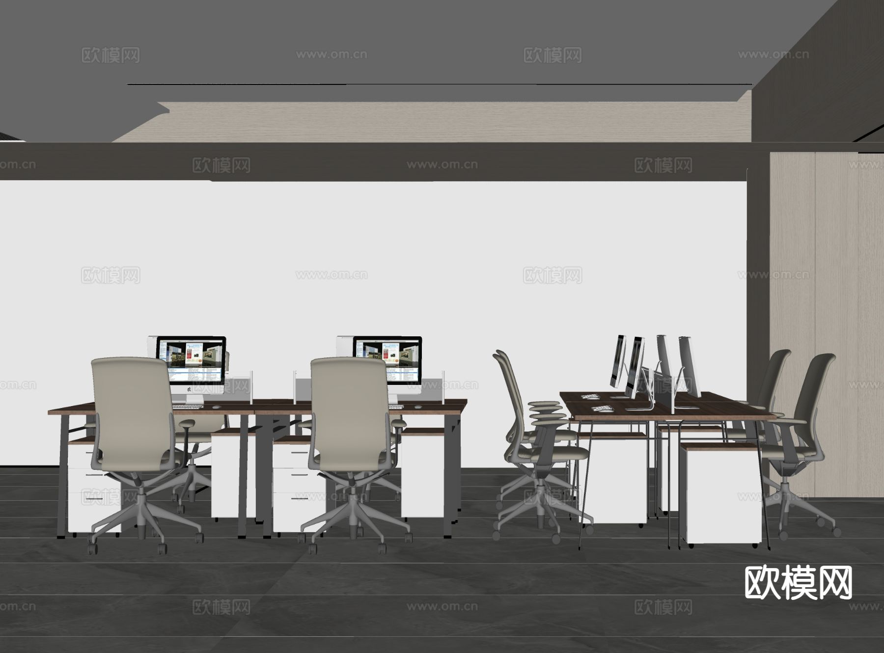 办公室 办公区su模型下载（渲染图1）