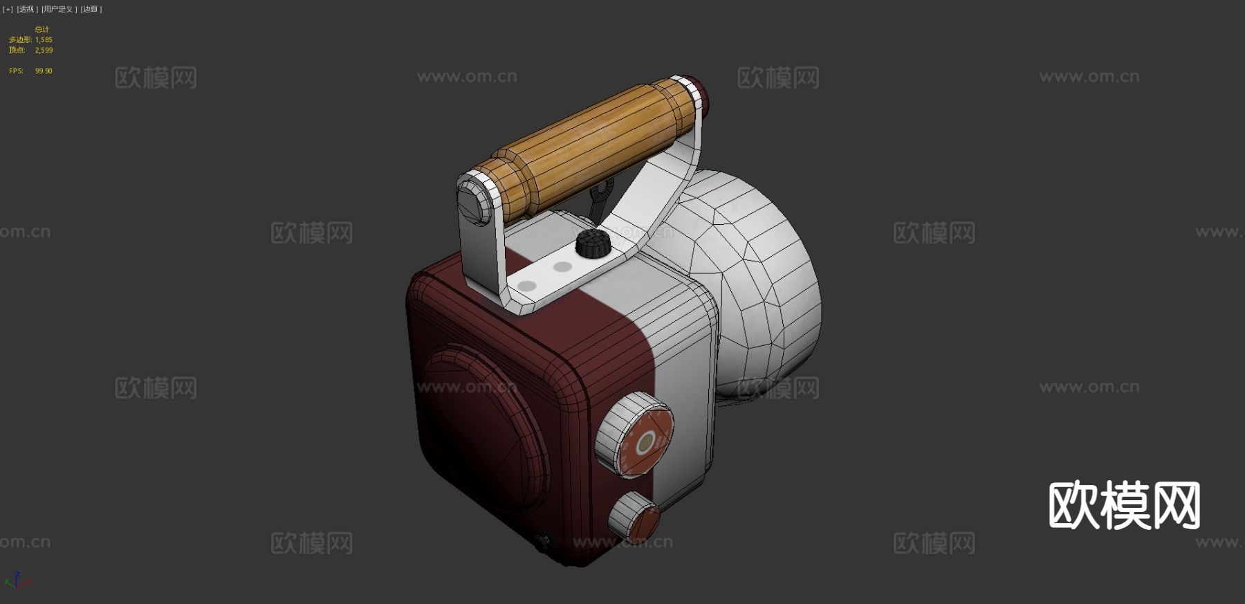 复古手探照灯 照明灯3d模型下载（渲染图4）