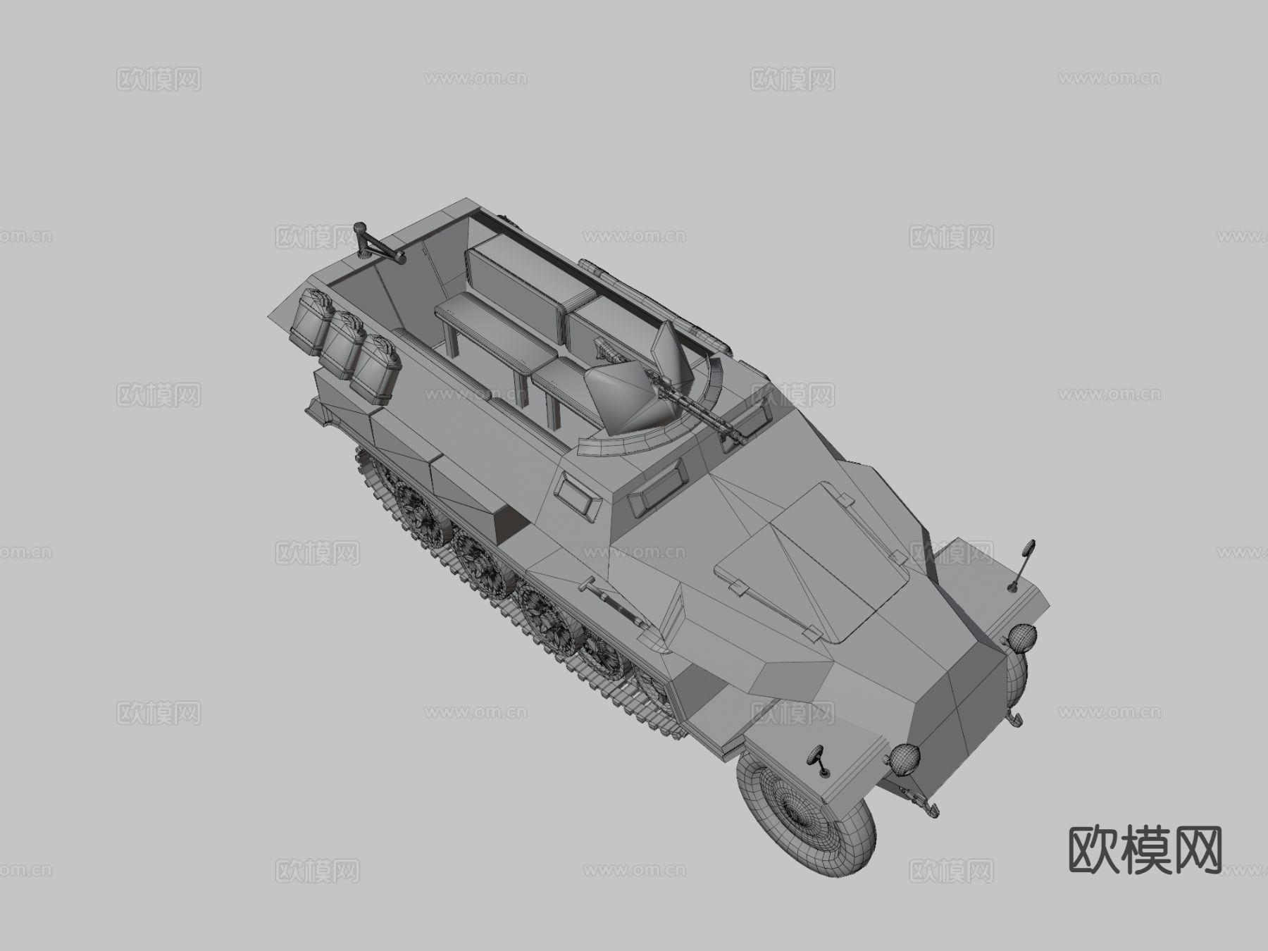 半履带车 军用德国卡车3d模型