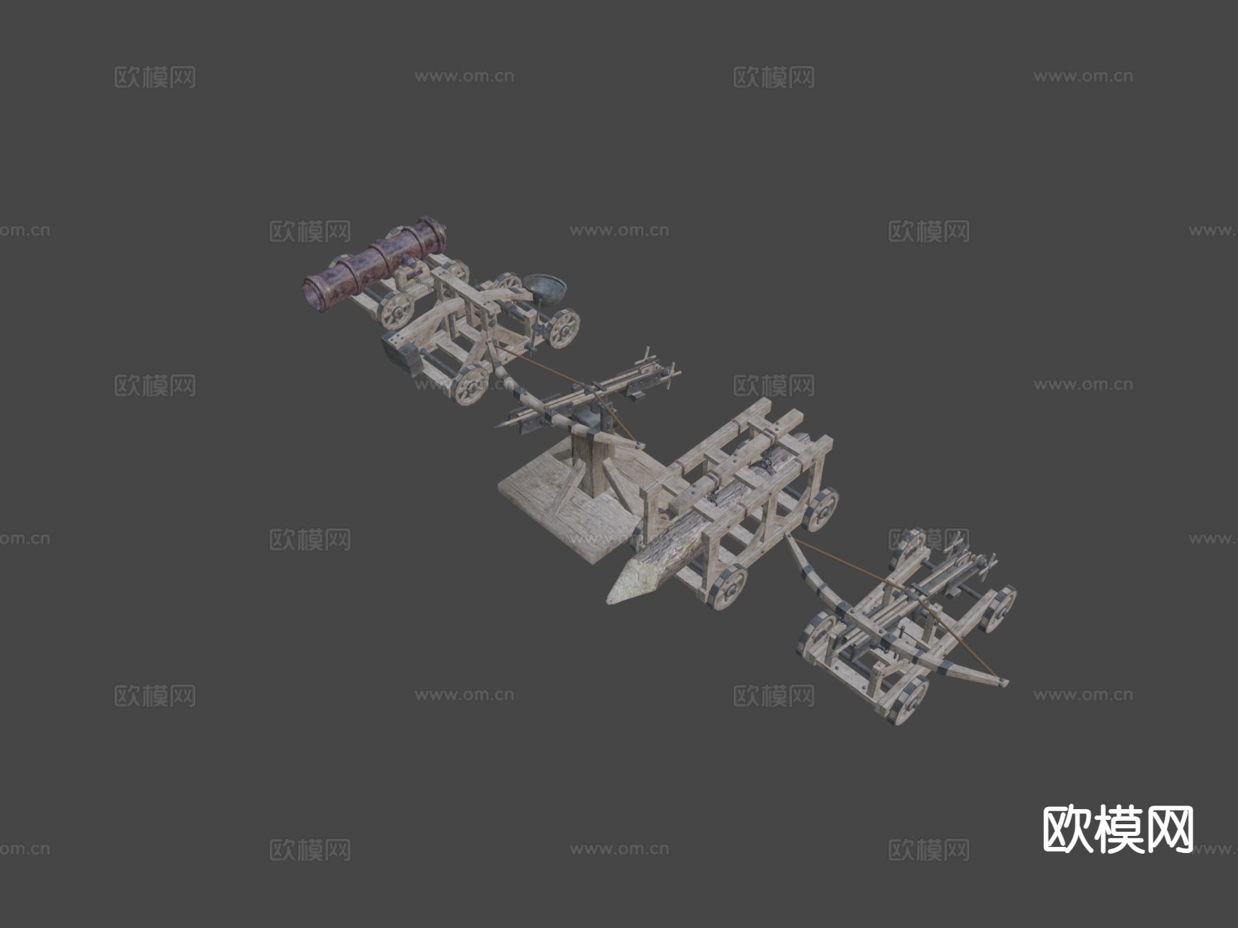 攻城武器 火箭炮 迫击炮3d模型