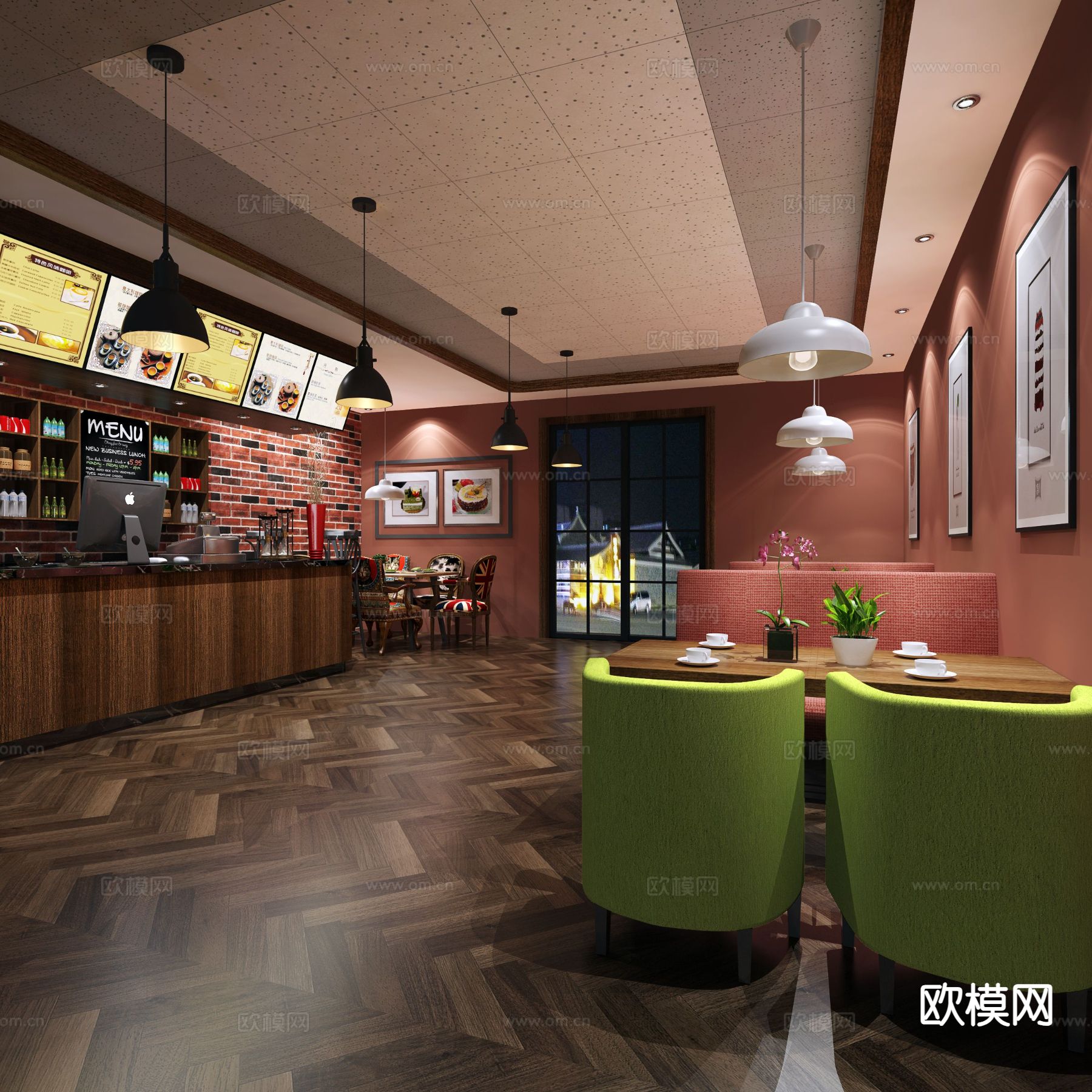 工业风奶荼店3d模型