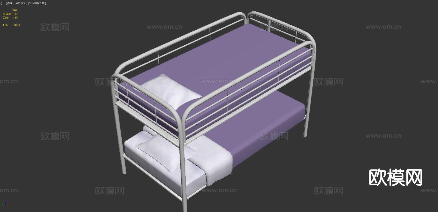 白金属碉堡床 上下床 高低床3d模型