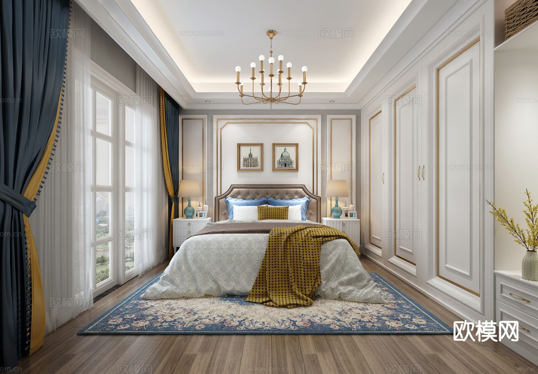 简欧卧室 主卧3d模型下载