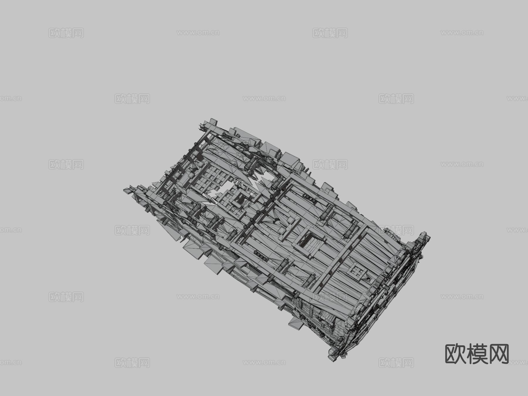 沉船 破旧船只 残缺船3d模型