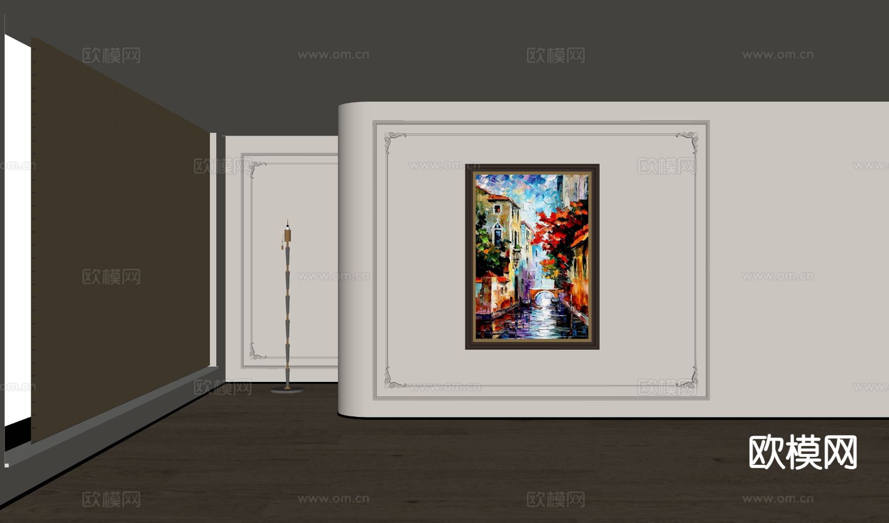 美式装饰画su模型下载（渲染图1）