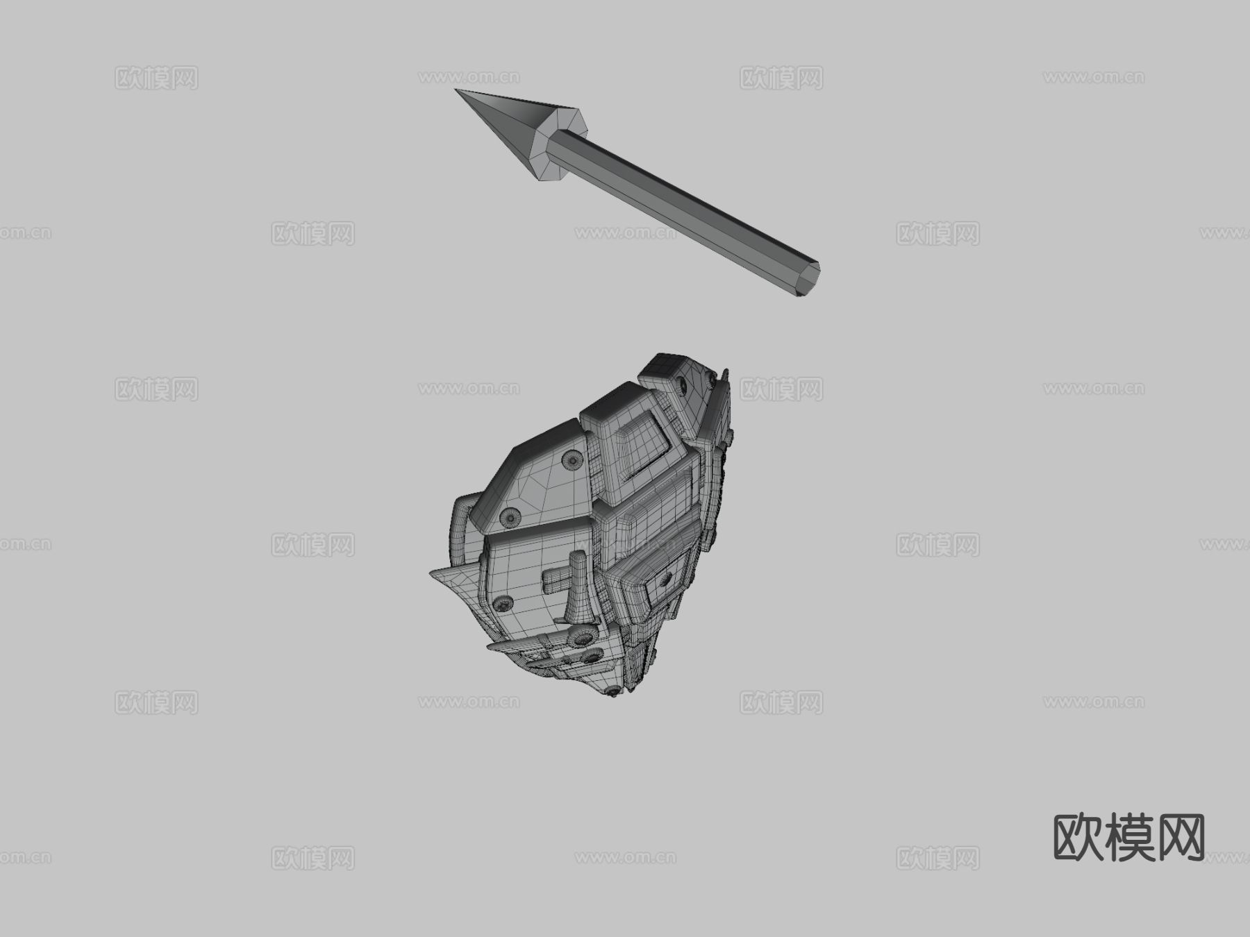 科幻游戏盾牌3d模型