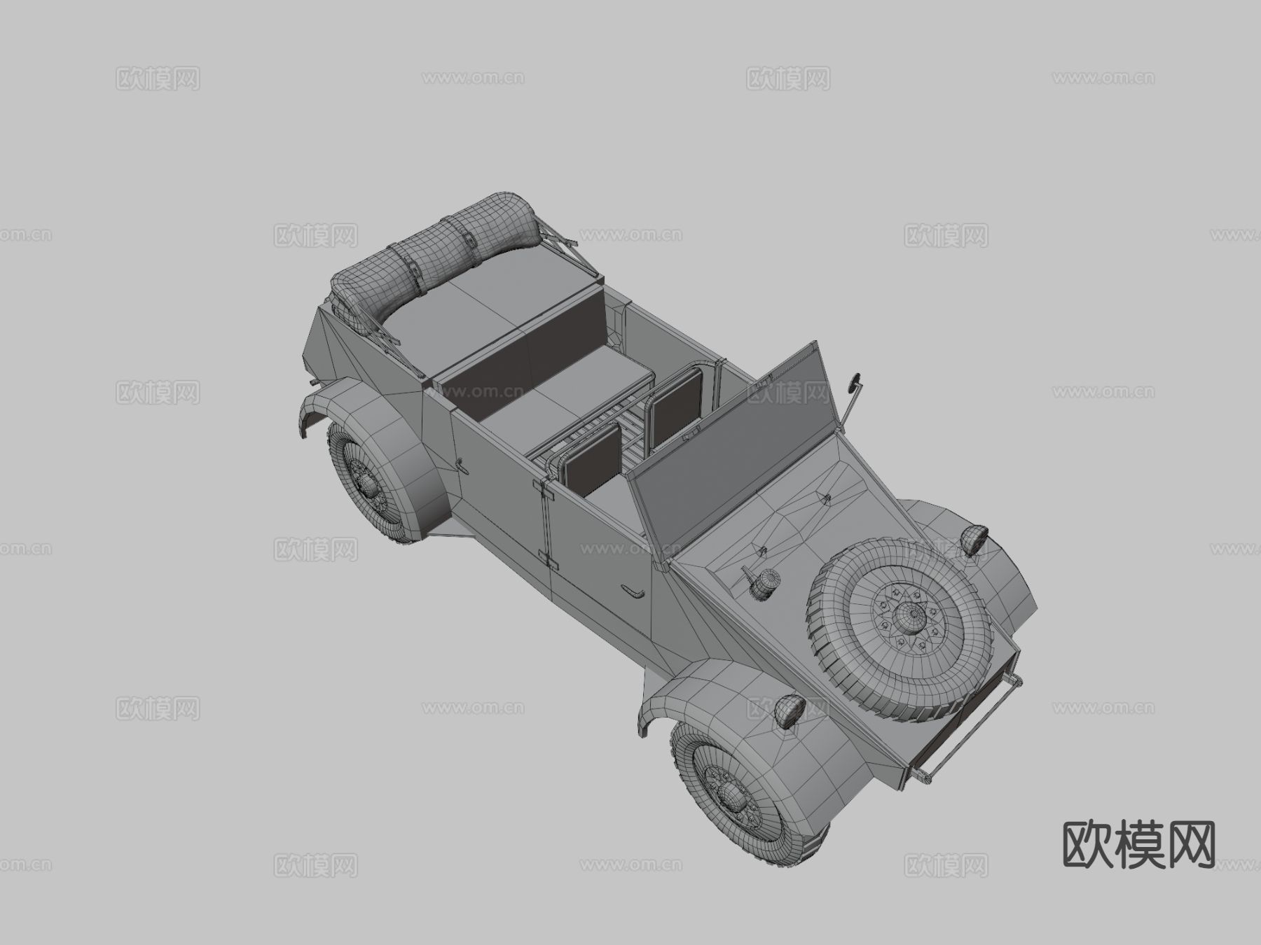 军用敞篷车3d模型