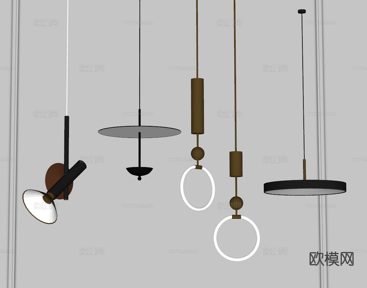 现代吊灯su模型下载（渲染图1）