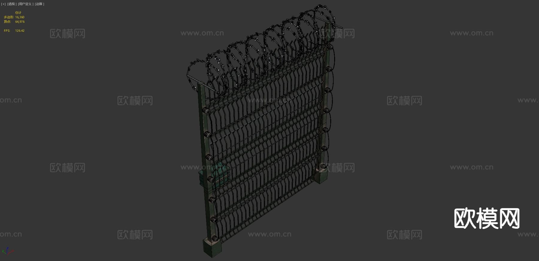 带刺电网 围栏护栏 铁丝网3d模型