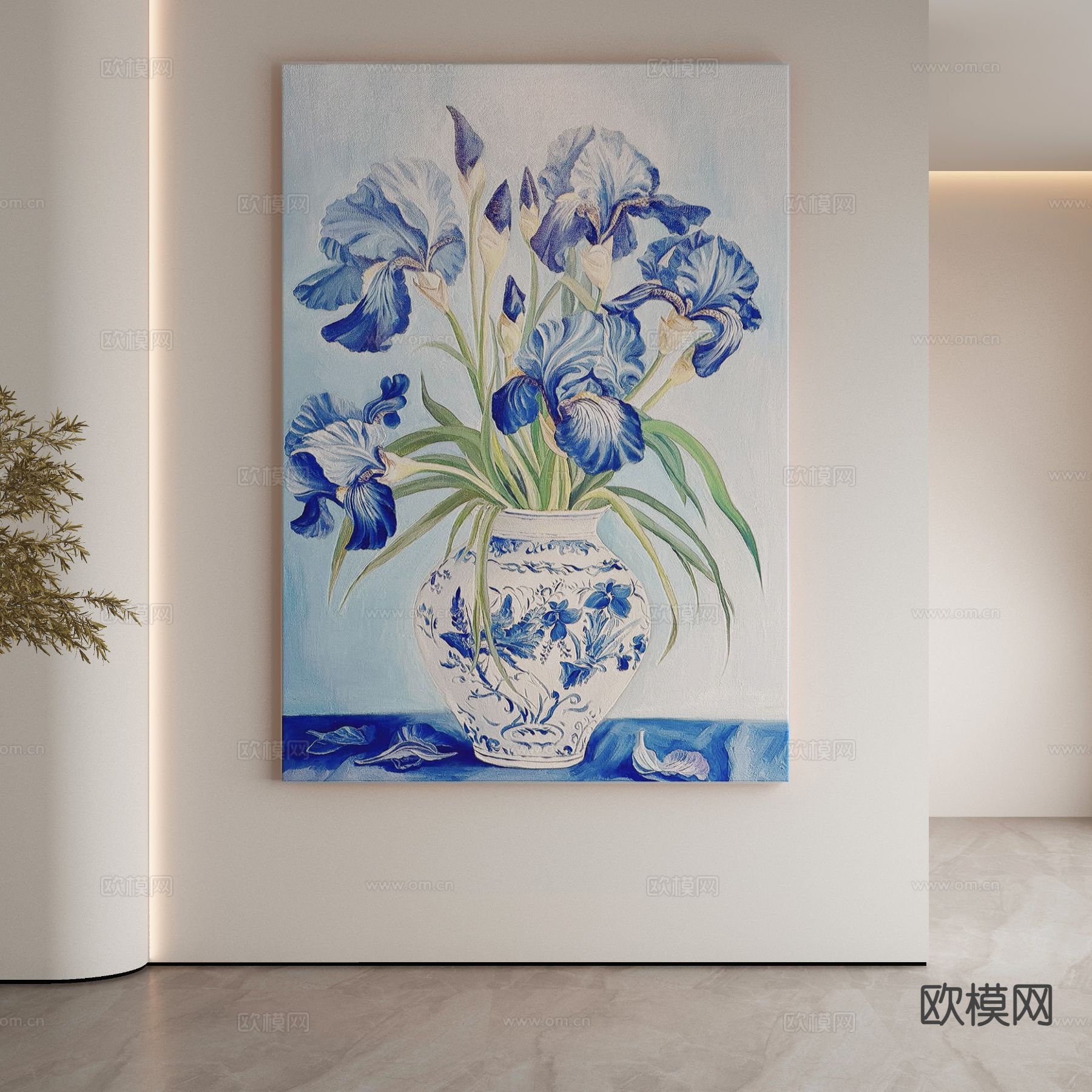 现代装饰画 花朵油画 挂画3d模型