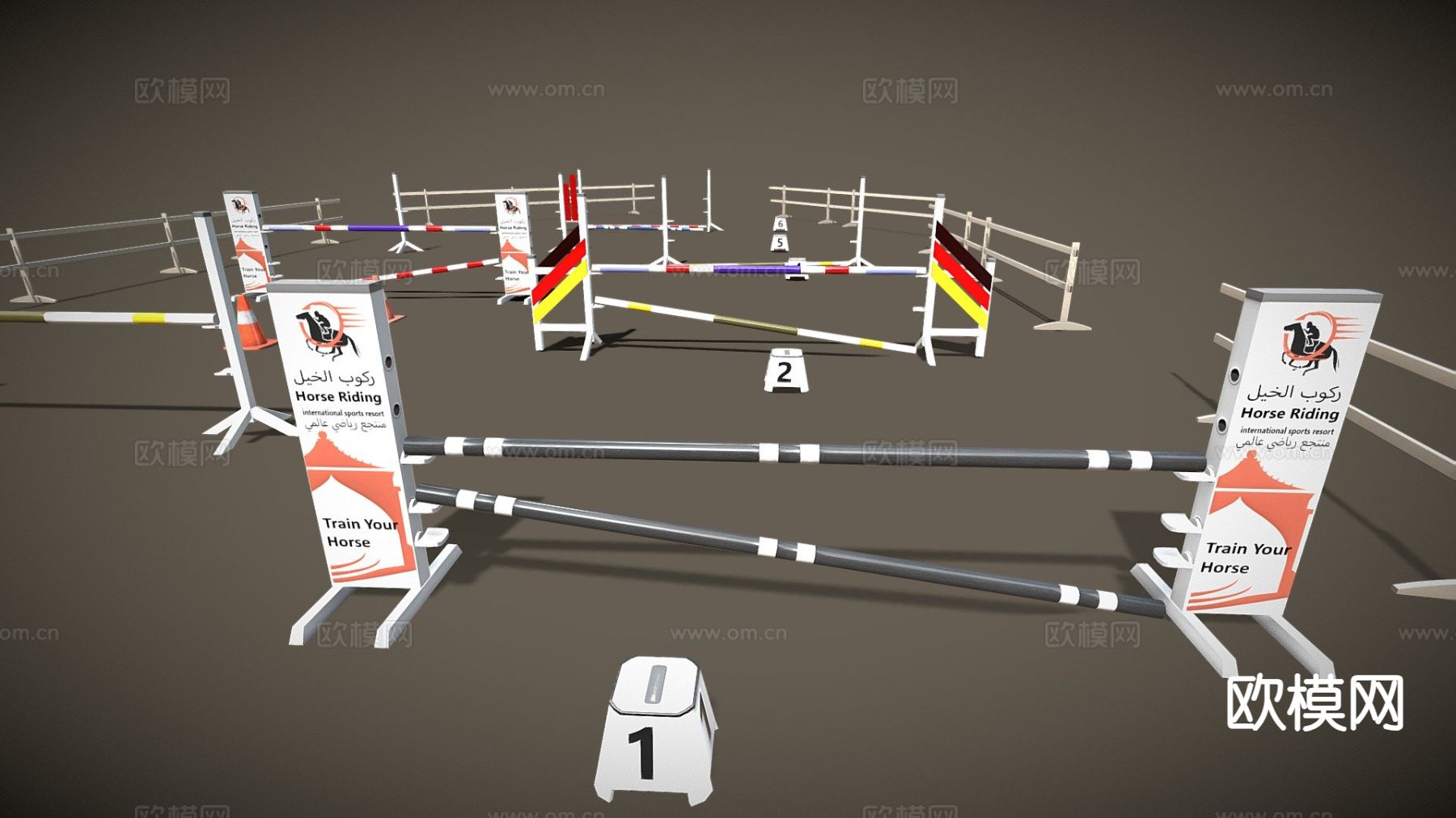 马术障碍物 马跳跃3d模型