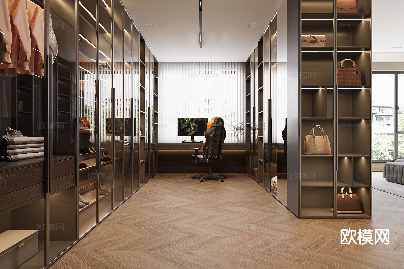 轻奢衣帽间3d模型下载