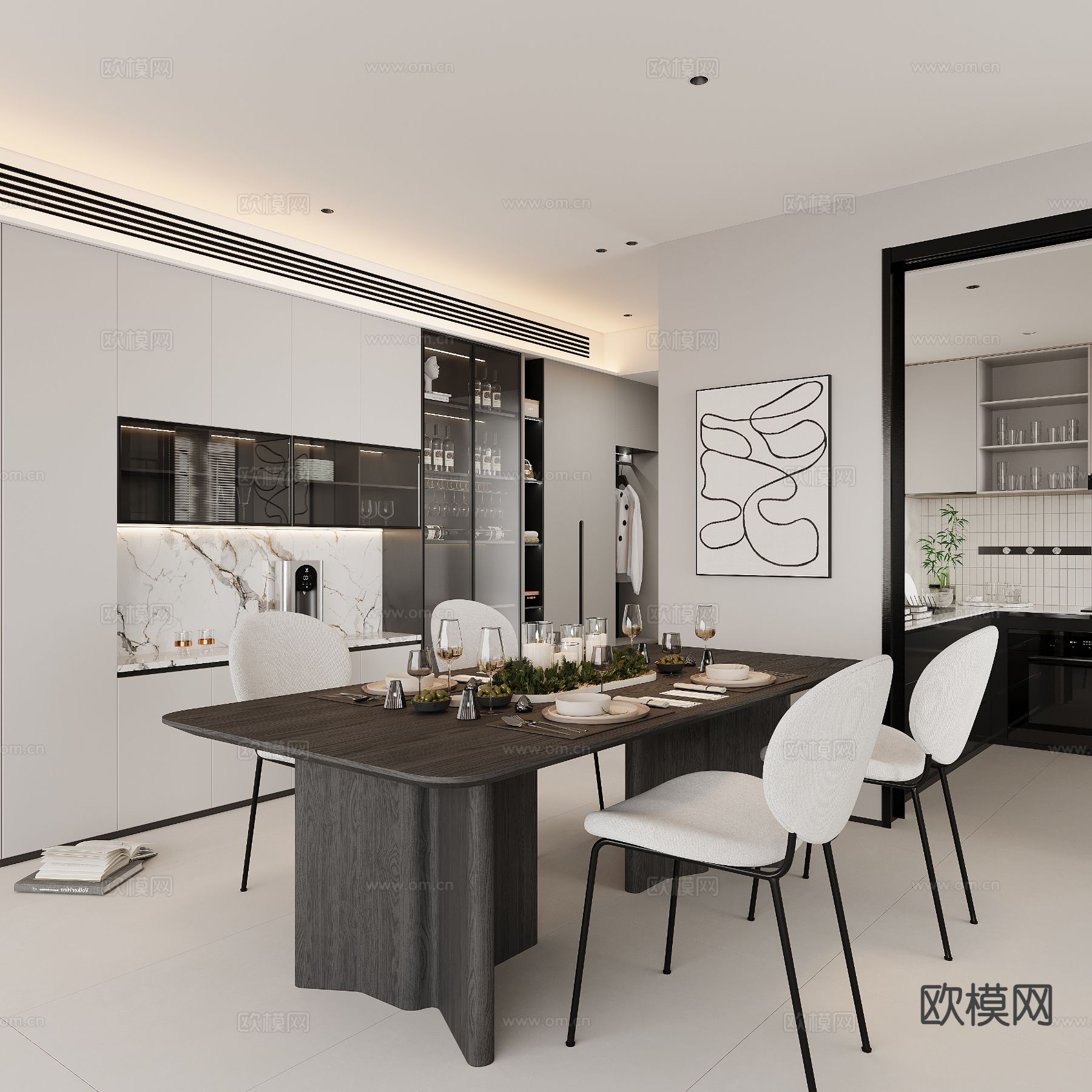 现代餐厅3d模型下载