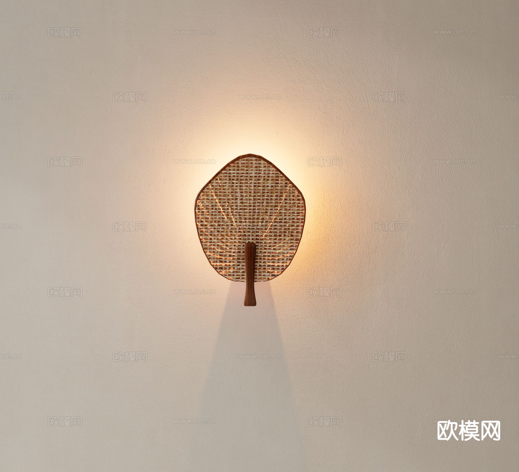 新中式壁灯 蒲扇壁灯su模型下载（渲染图2）
