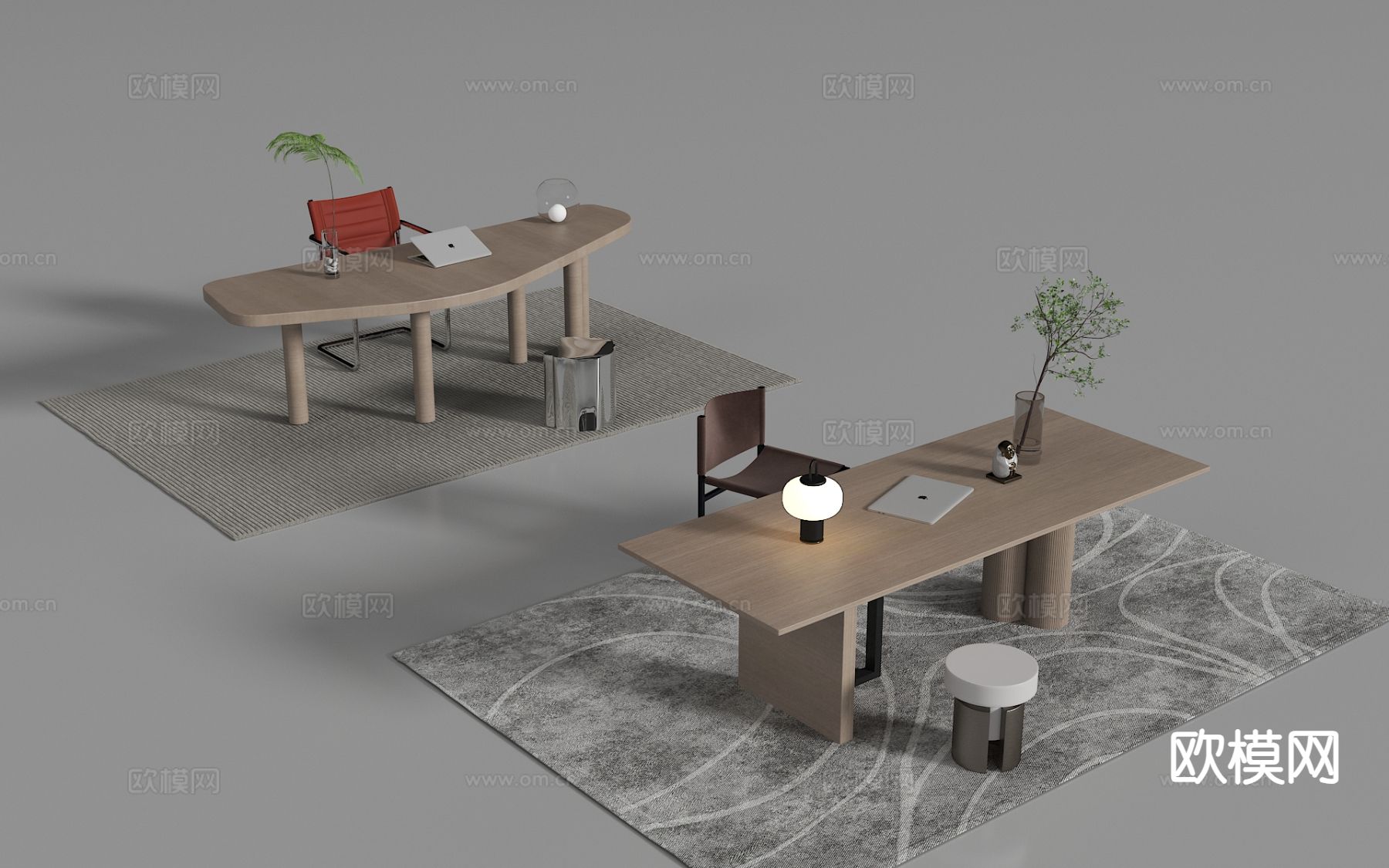 现代书桌 书台3d模型下载