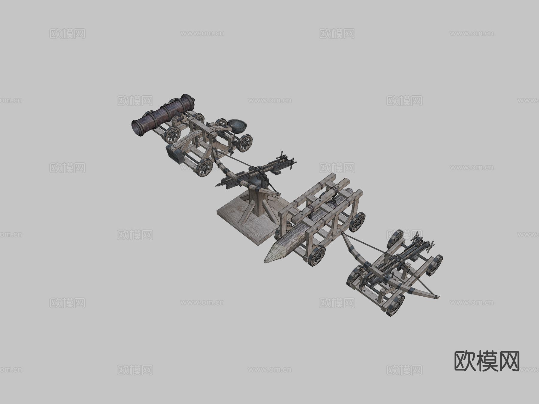 攻城武器 火箭炮 迫击炮3d模型