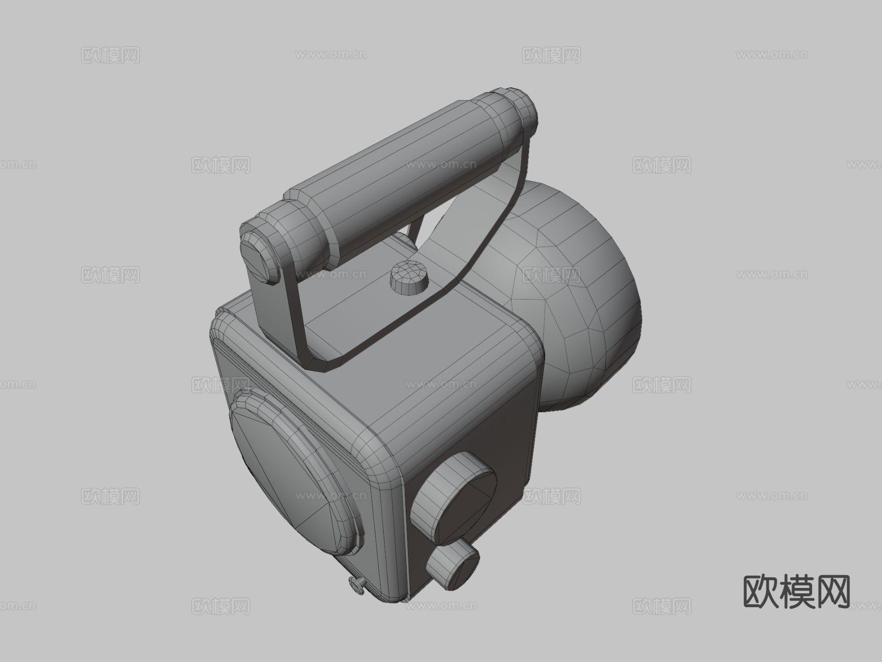 复古手探照灯 照明灯3d模型下载（渲染图2）