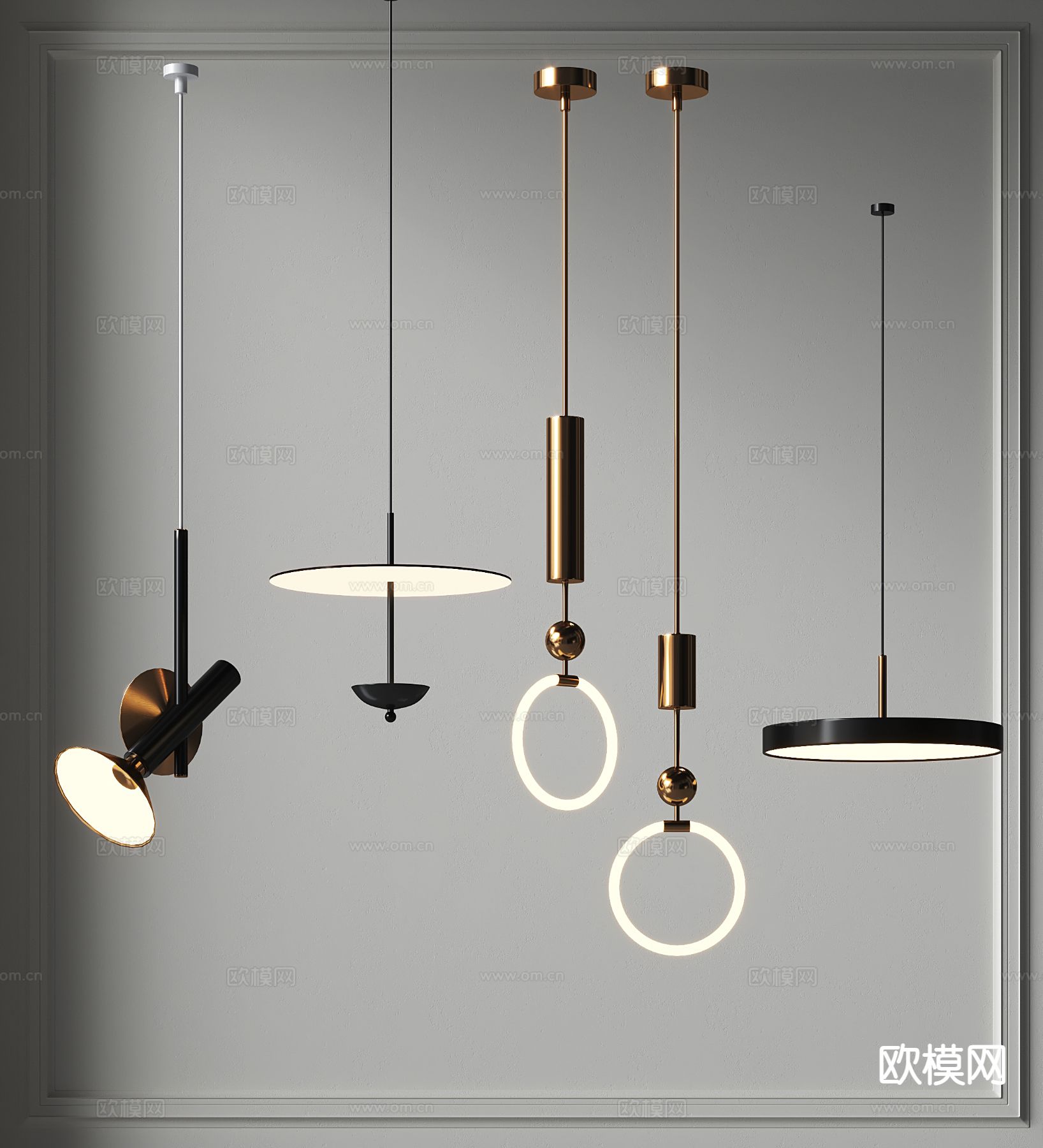 现代吊灯su模型下载（渲染图2）