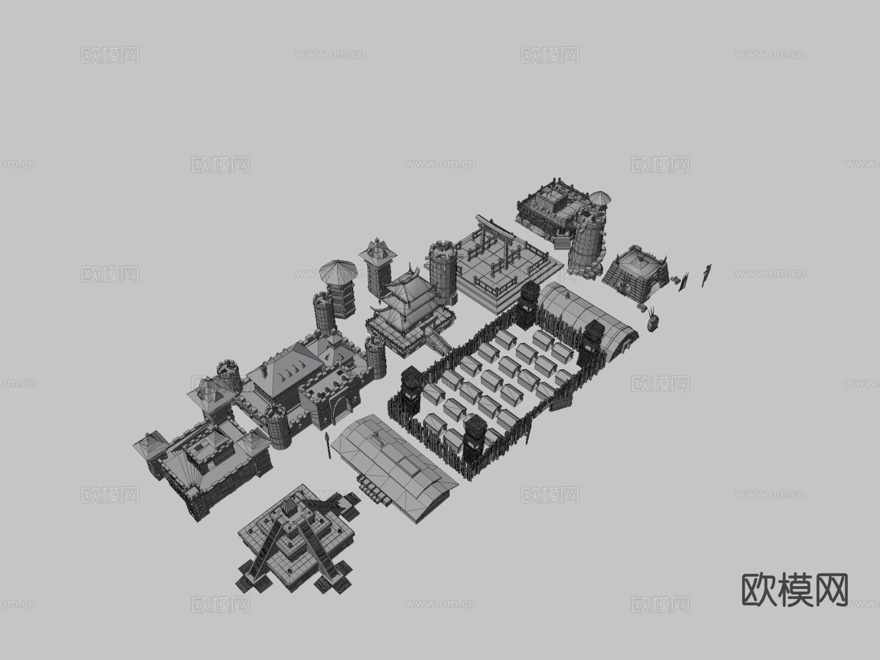 游戏包构件 战略游戏建筑 兵营构件3d模型