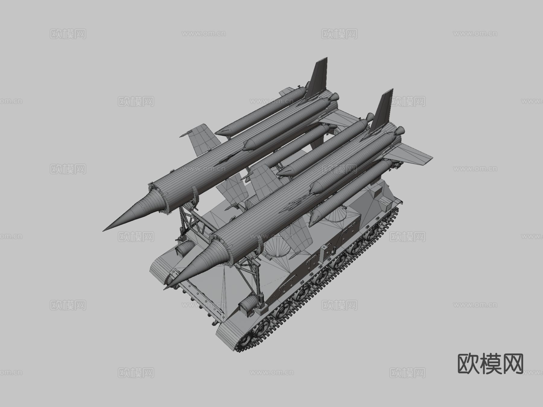 导弹发射器 坦克 履带车3d模型