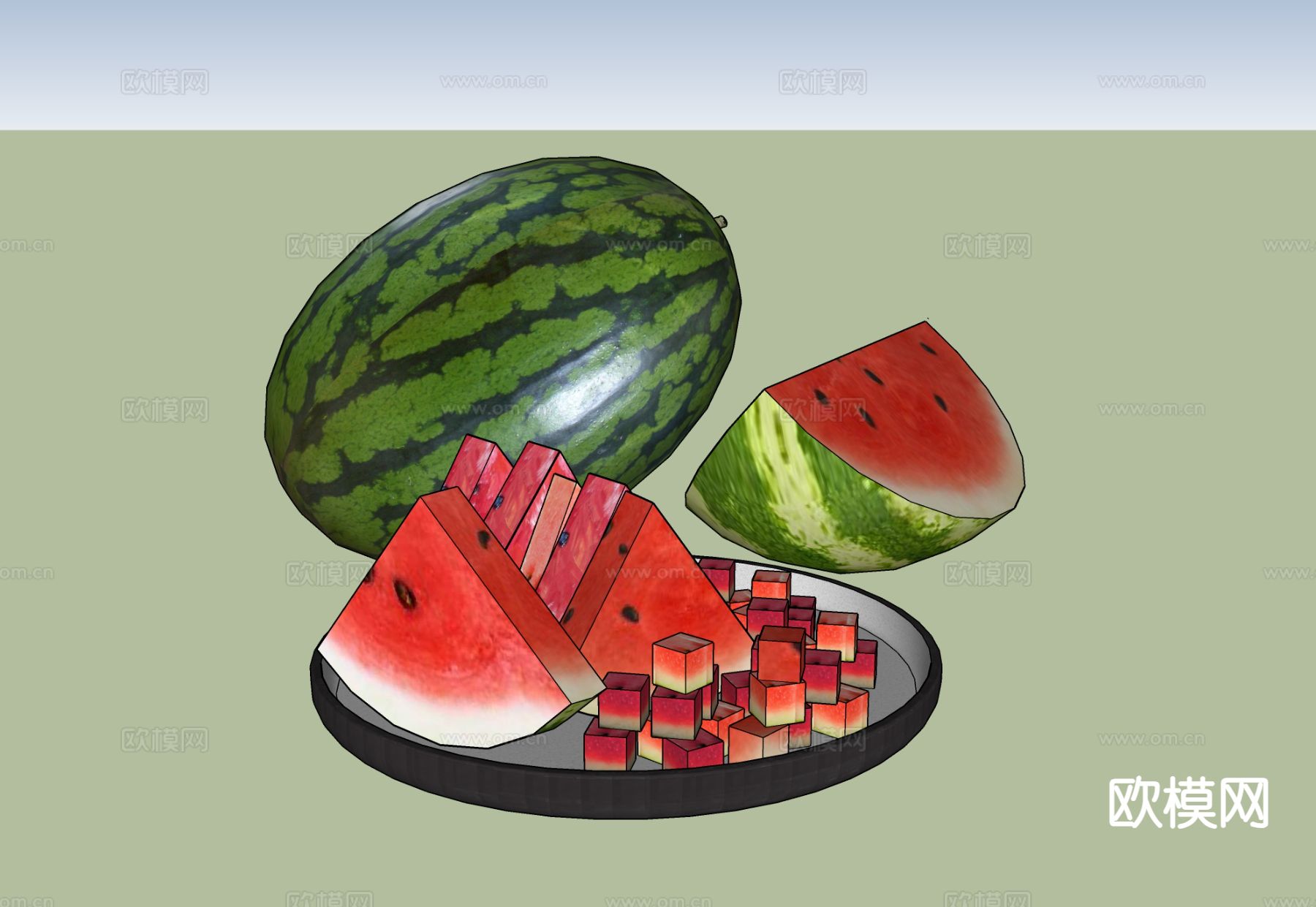 西瓜 水果su模型下载（渲染图1）