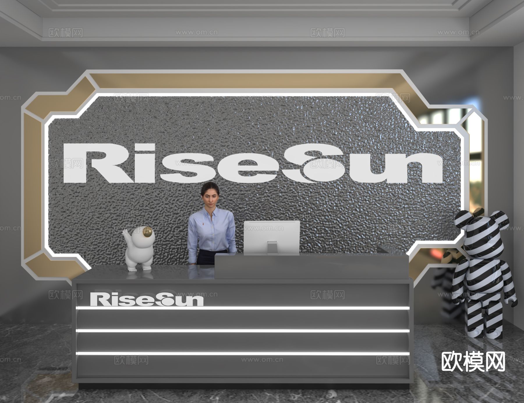 现代前台 接待台 咨询台3d模型下载